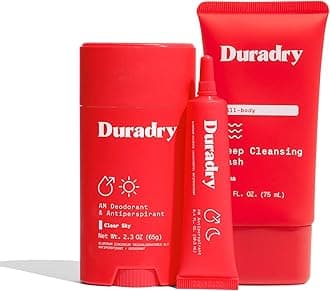 Duradry 3-Step System for Sweat Control - Deodorant for Men and Women, Sweat Minimizing Antiperspirant Gel, Deodorizing Body Wash Gift Set, Helps with Excessive Sweating, Odor Protection - Clear Sky