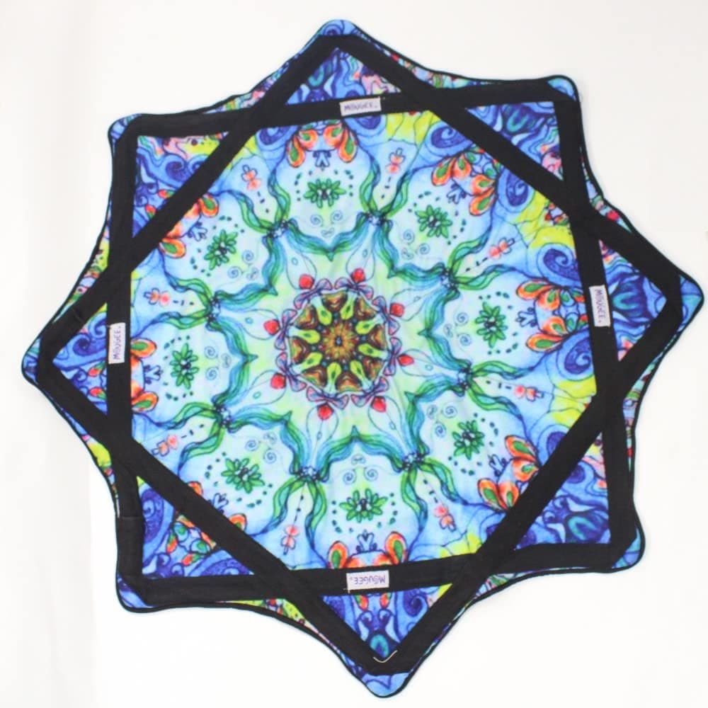 (moo-JEE) - Classic Flow Star - for Beginners & Advanced - Fun & Challenging - Double Stitched Flow Toy - Vibrant Colors & Patterns Durable - 27” Diameter - Indigo Mandella