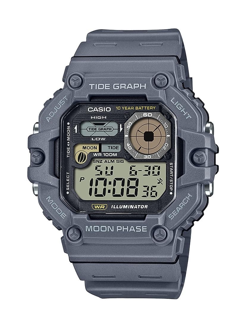 Casio WS-1700H-8AVCF Illuminator Tide Graph Moon Phase 10-Year Battery Digital Watch, Gray,