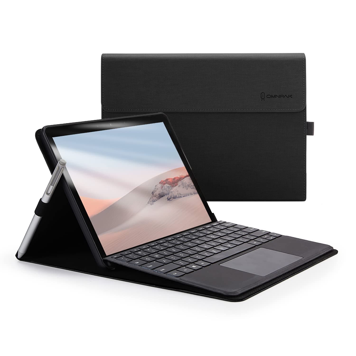 Omnpak Case for Surface Go 4 2023 / Surface Go 3 2021 / Surface Go 2 2020 / Surface Go 2018 with Stylus Holder, Multiple Angle Polyester Slim Lightweight Cover, Compatible with Type Cover Keyboard