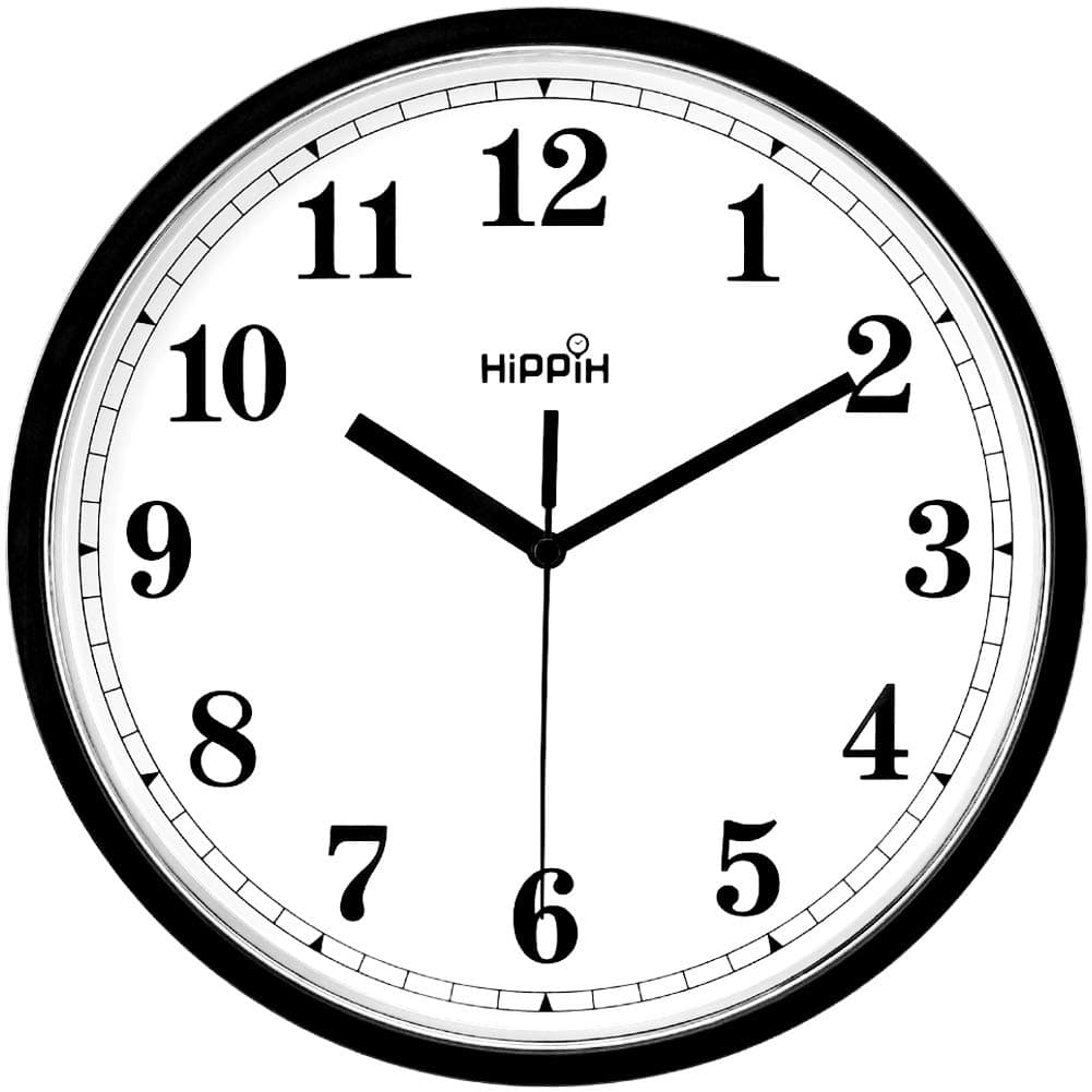 Coindivi Black Wall Clock, Silent Non-Ticking