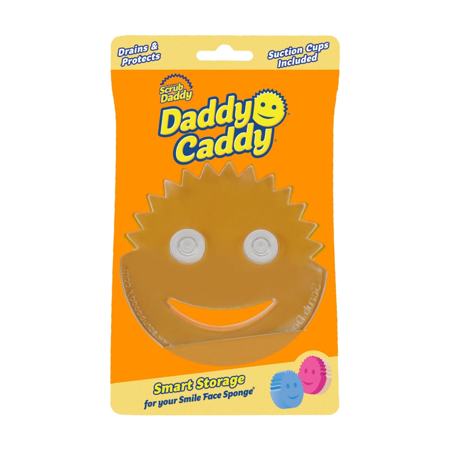 Scrub Daddy Daddy Caddy - Smile Face Sponge Holder with Built in Dual Non-Slip Suction Cups for Convenient Storage, Smart Storage, Promotes Drying, Easy to Clean, Dishwasher Safe- 1ct