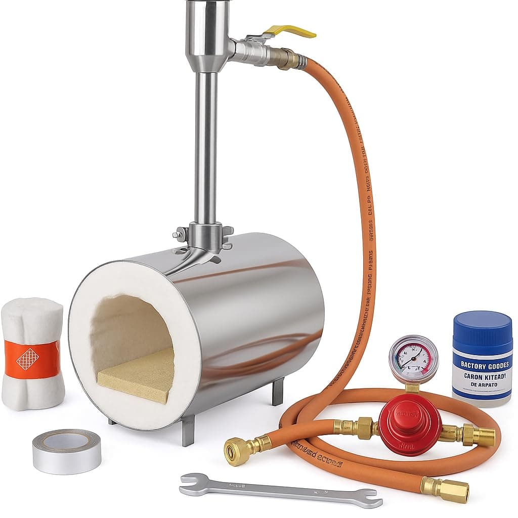 Simond Store Propane Gas Forge Single Burner, 2600F Rated, Blacksmithing Forge for Knife Making Farrier Forging Blacksmith Tools Equipment - Stainless Steel Round Forge