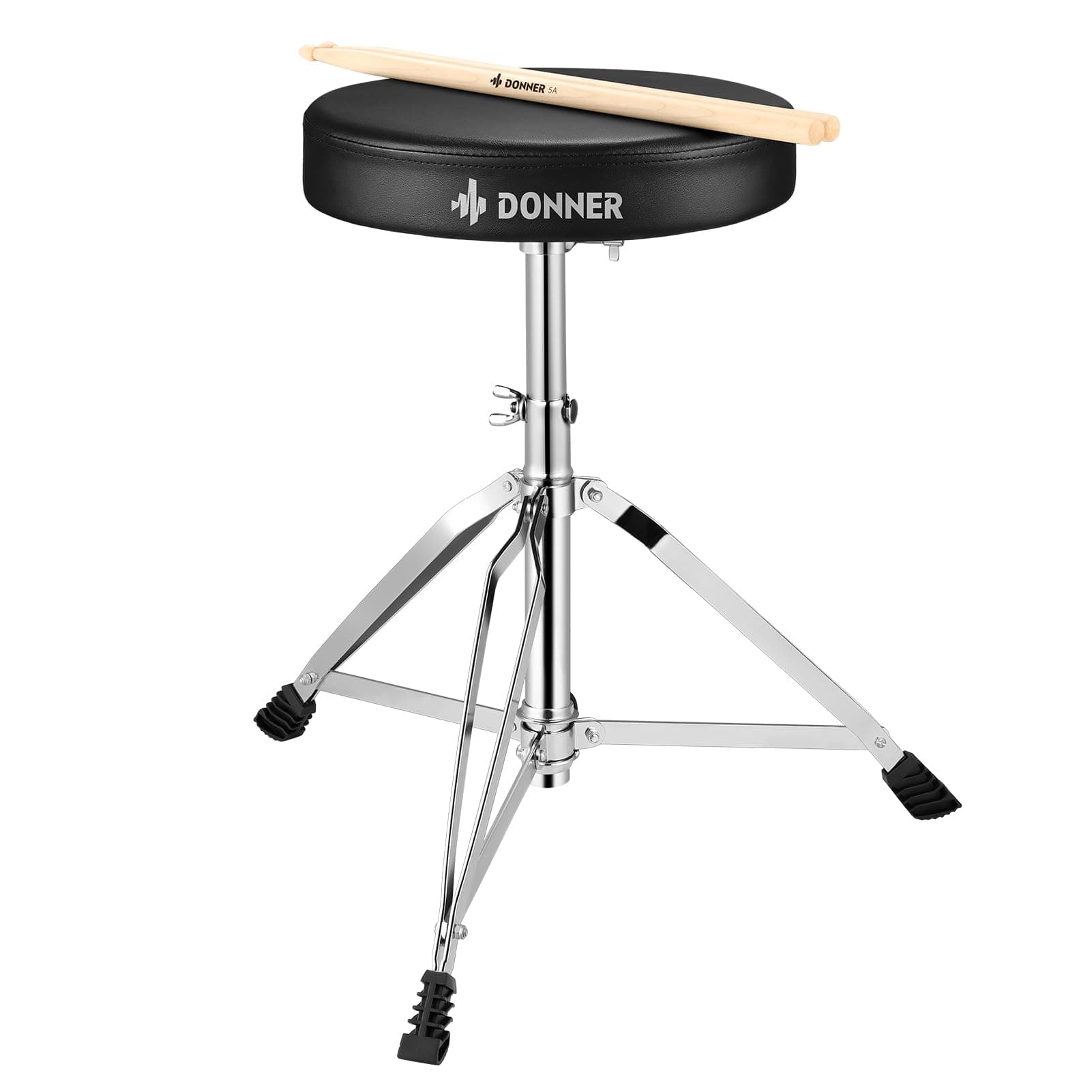 Donner Drum Throne Set, Padded Seat Height Adjustable Drum Stools, 5A Drumsticks Included, Multiple Iterations, Trusted Choice for Drummers