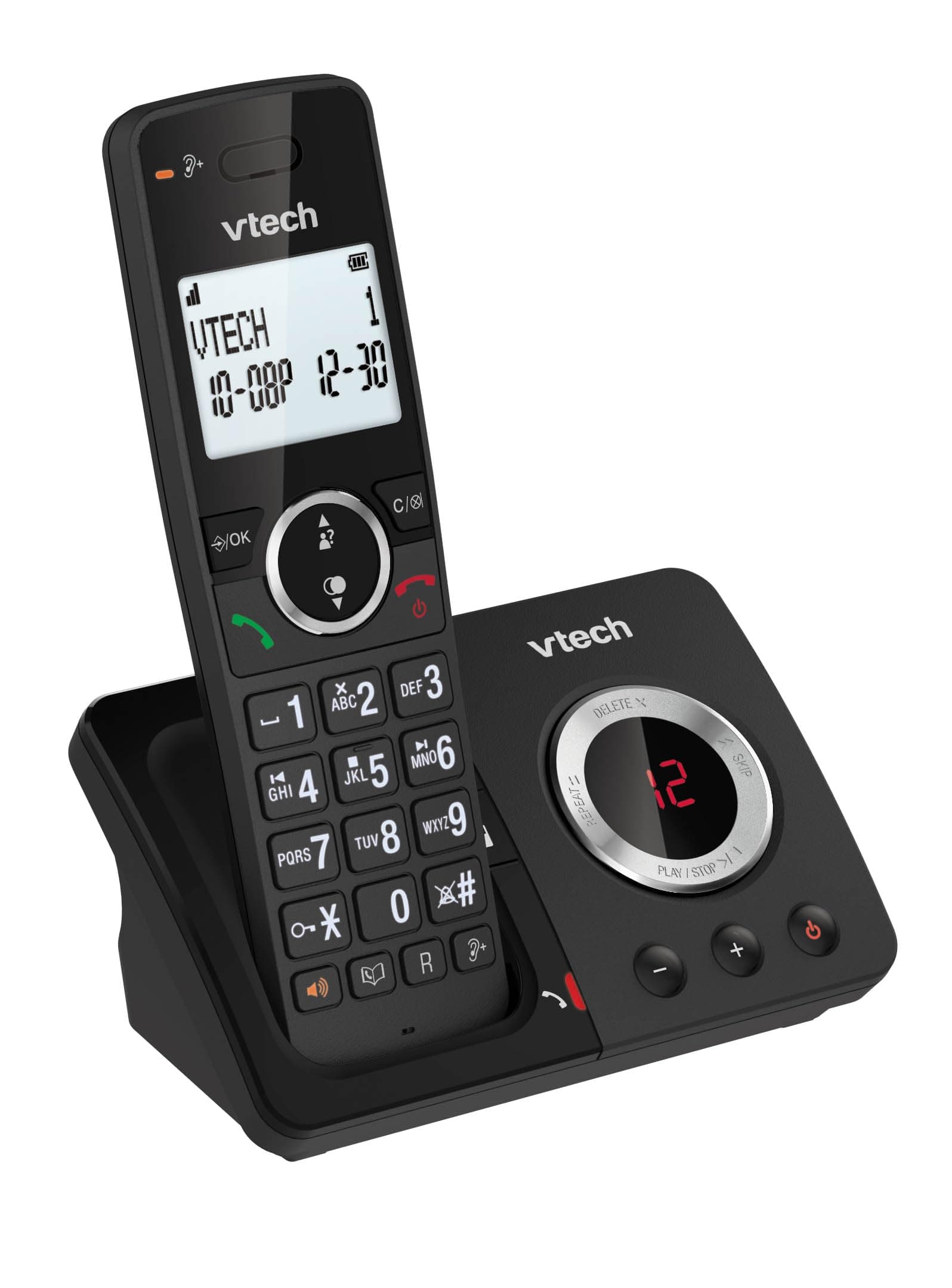 – VTech ES2050 DECT Cordless Phone with Answering Machine,Call Block,Easy-to-Read Backlit Display,Landline Phone with 18 Hours Talk-time,Volume Booster,Handsfree Speakerphone,Speed Dial,Single Handset