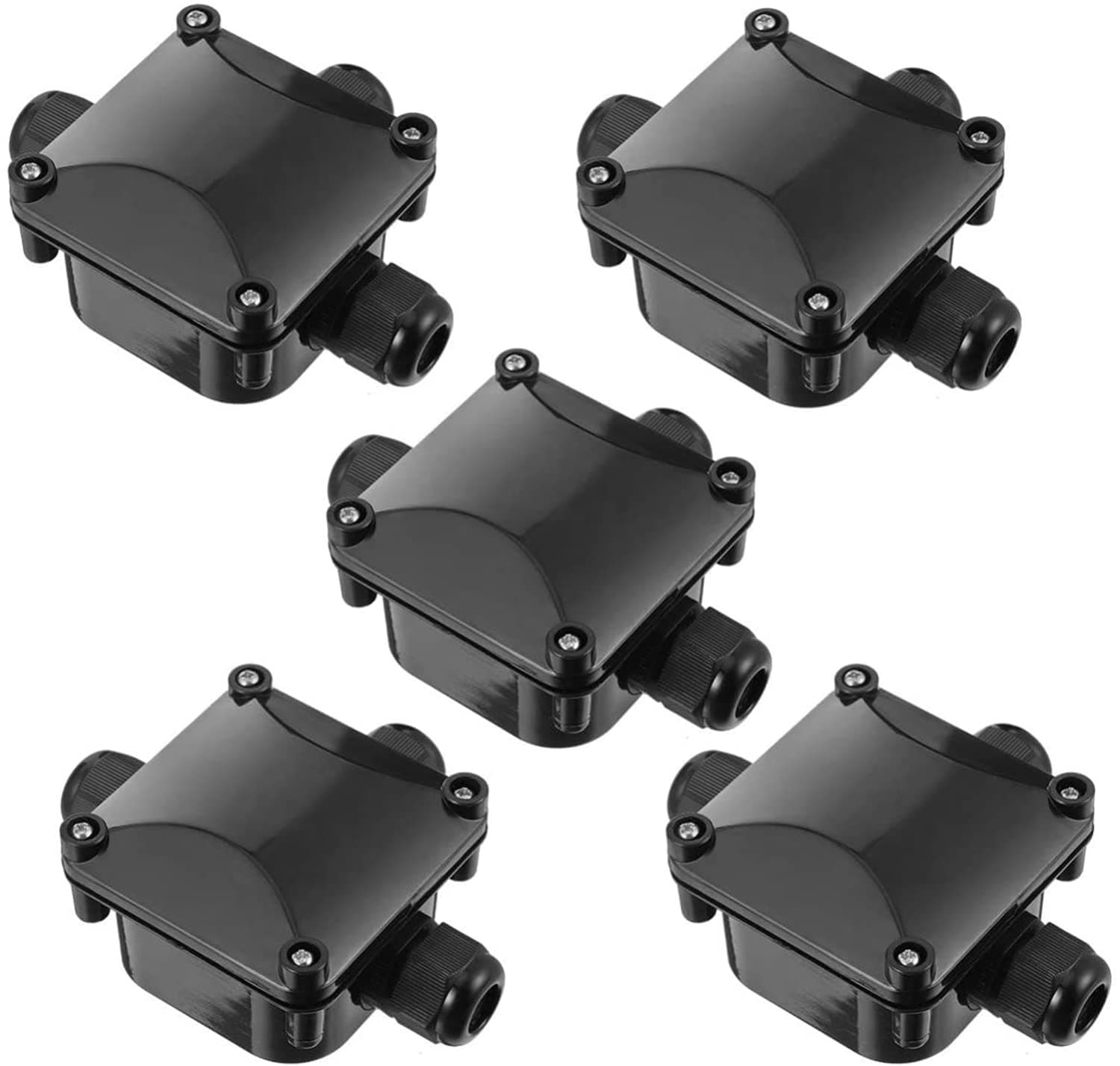 Waterproof External Junction Box - 5pcs Plastic IP68 Electrical Box, 3-Way Outdoor Cable Connectors, Power Cord Connector Protection