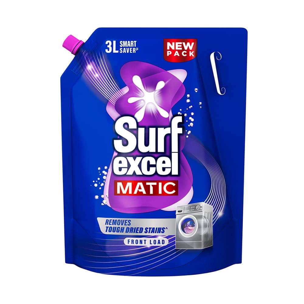 Surf Excel Matic Front Load Liquid Detergent 3 L|| Specially designed for Tough Stain Removal on Laundry in Washing Machines - Super Saver Offer Pack