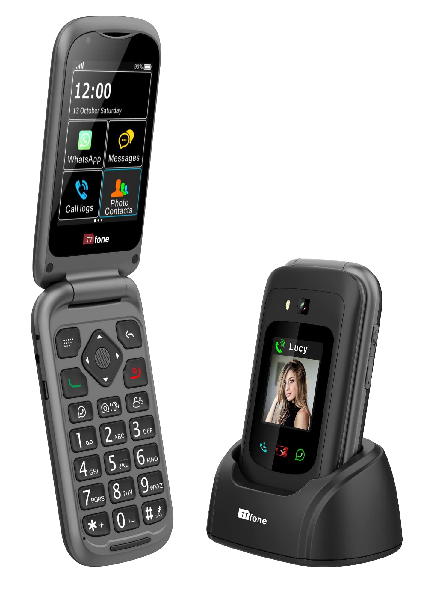 TTfone TT970 4G Touchscreen Senior Big Button Flip Mobile Phone - Easy and Simple to Use (Without Bundle)