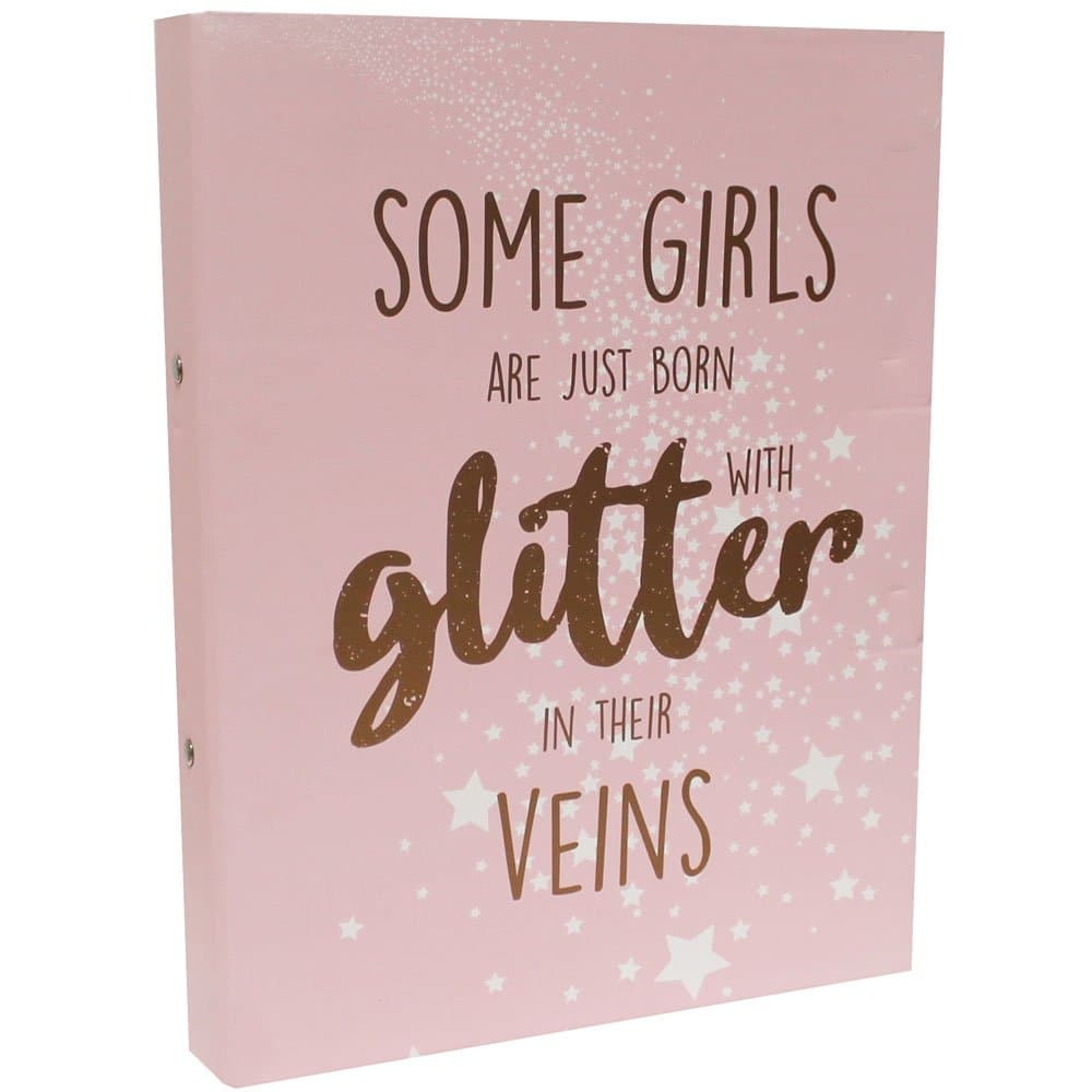 A4 Pink Glitter in Veins Ring Binder