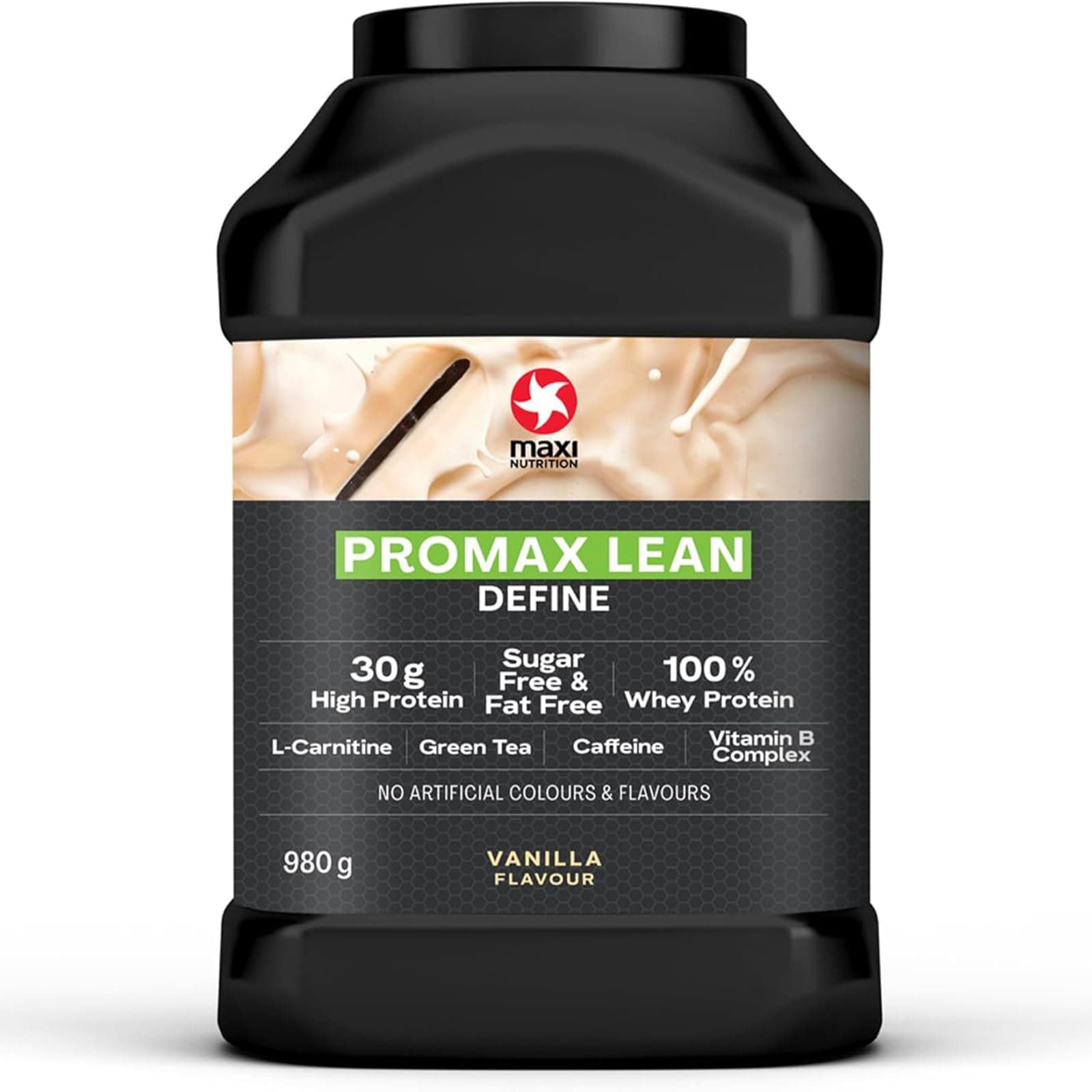 MaxiNutrition - Promax Lean, Vanilla - Whey Protein Powder Isolate Blend for Lean Muscle Development – Sugar and Fat Free, 30g Protein, 128 kcal per Serving, 980g. NO Artificial Colours OR Flavours