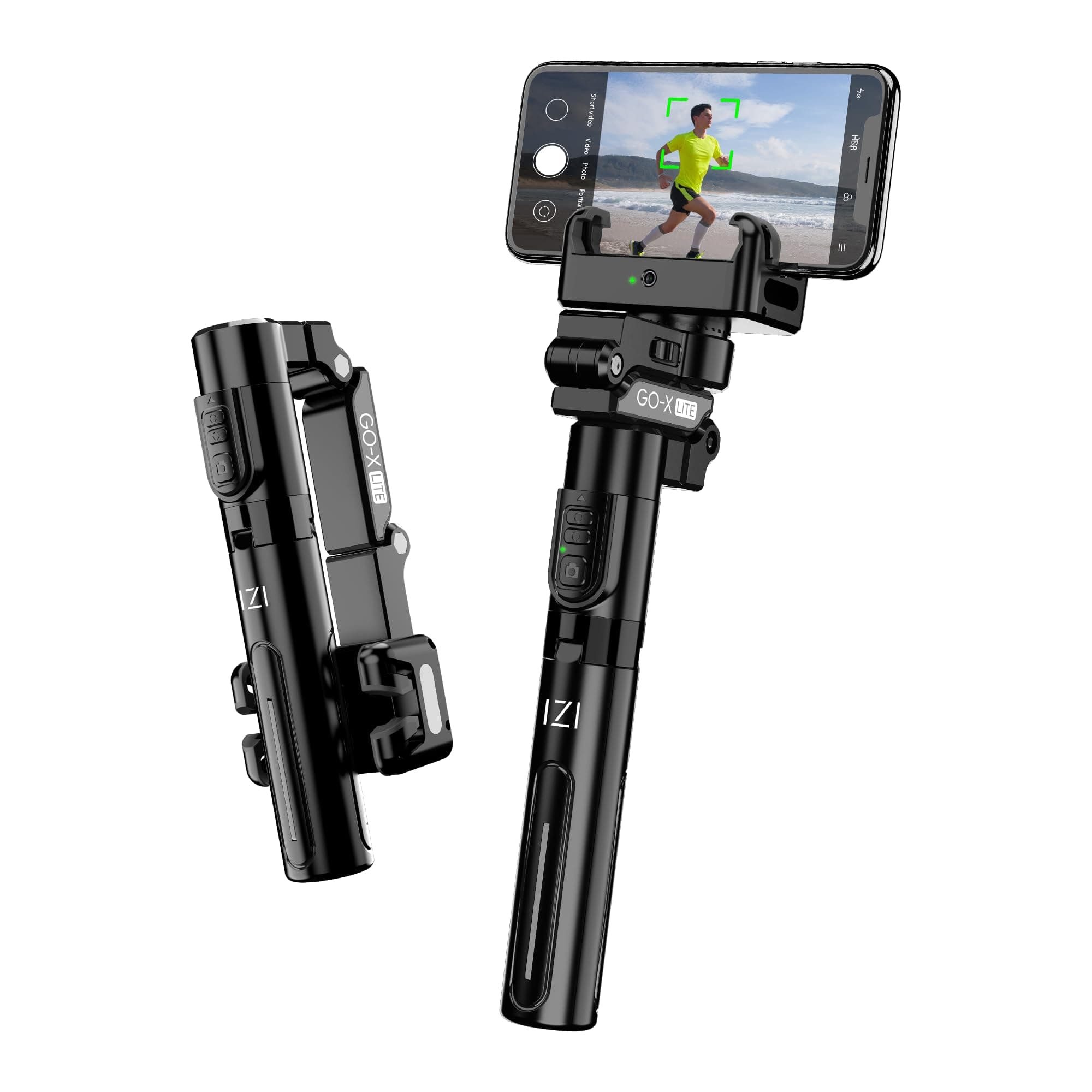 IZI GO X Lite Smartphone Stabilizer with Remote | Automatic Rotation, AI Tracking | 420mm Telescopic Rod | 6H Runtime | 310g Payload, Live Vlogging YouTube Gimbal for Android & iOS.