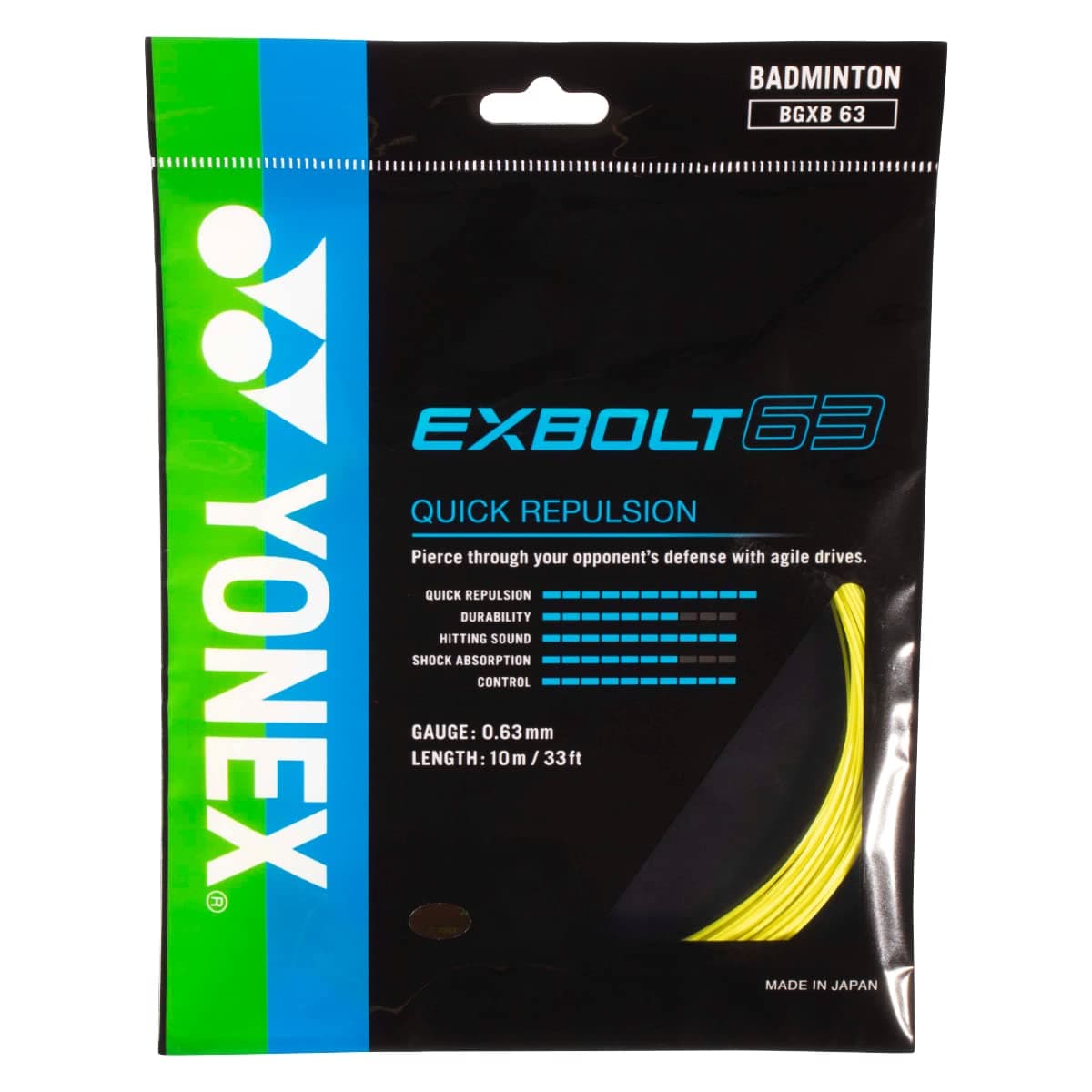 YONEXExbolt 63 Badminton String - 0.63mm - Yellow
