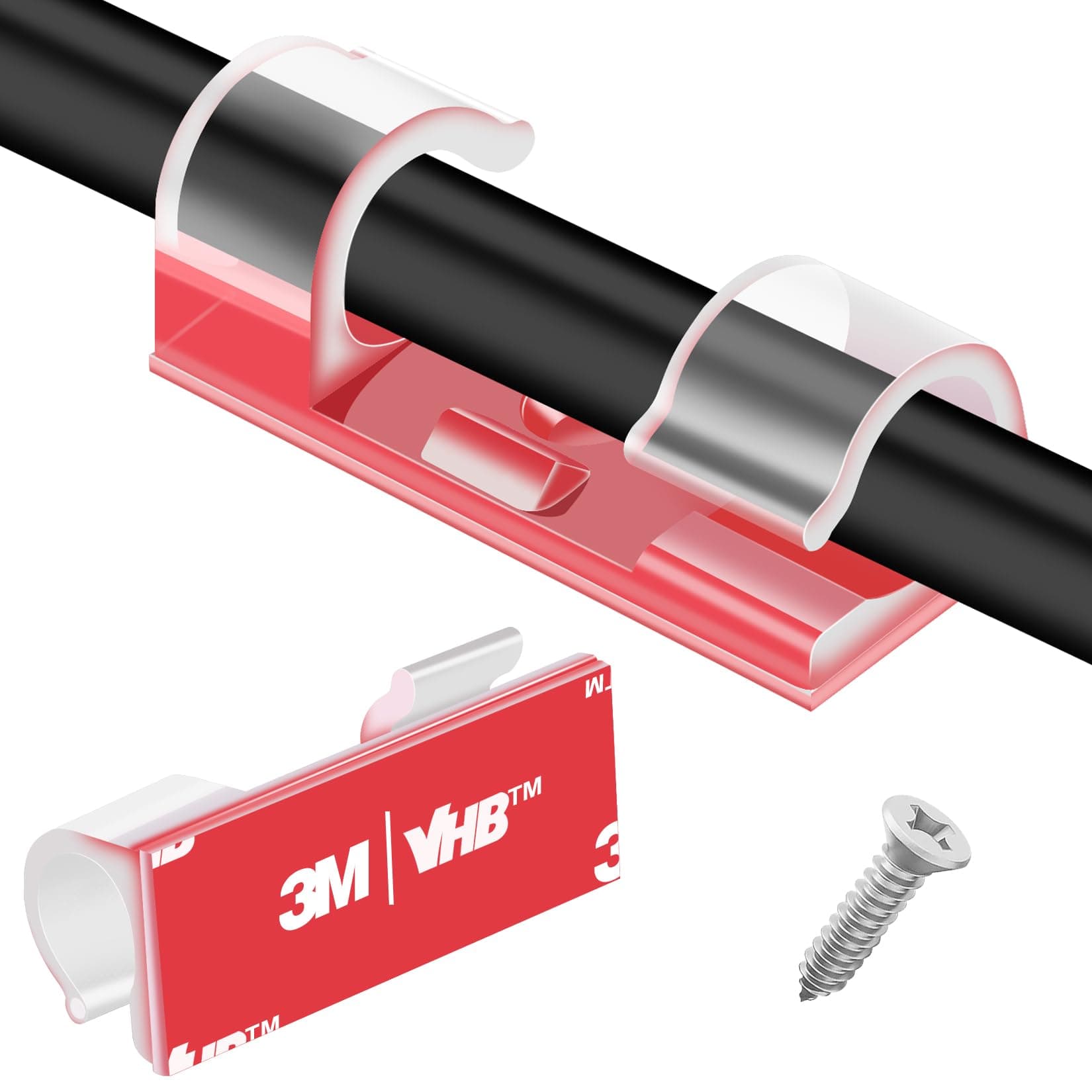 XHF 50pcs Medium Self Adhesive Cable Clips Clear,Wire Clips Cable Management ...