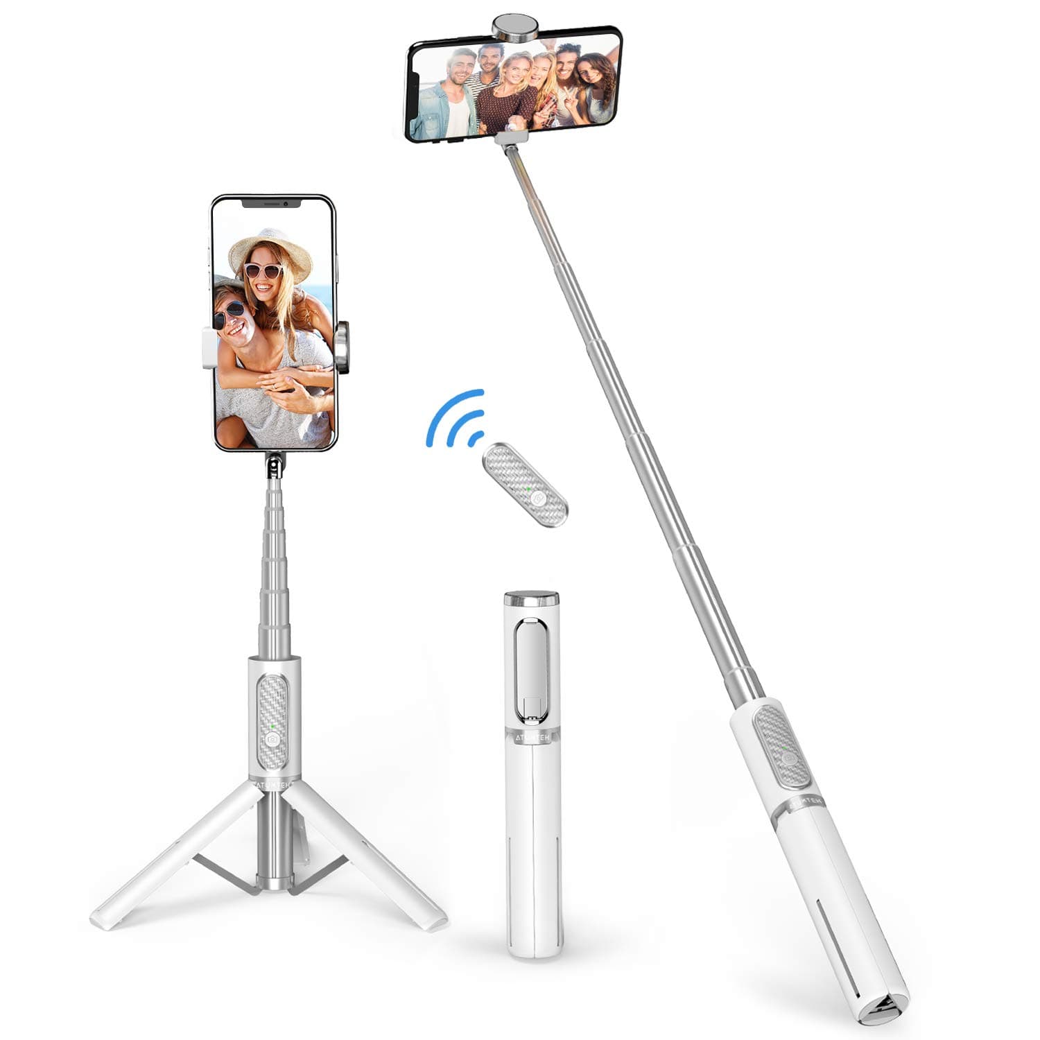 ATUMTEK Bluetooth Selfie Stick Tripod, Mini Extendable 3 in 1 Aluminum Selfie Stick with Wireless Remote and Tripod Stand 360 Rotation for iPhone 11/11 Pro/XS Max/XS/XR/X/8/7, Samsung and Smartphone