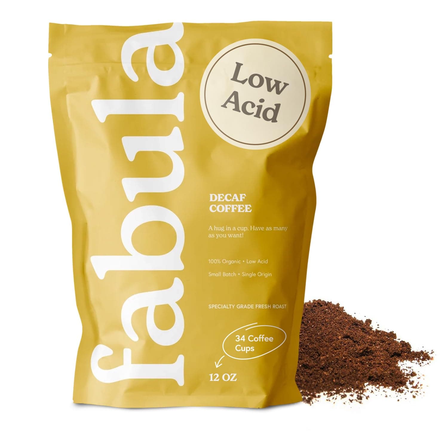 - Fabula Low Acid Decaf Coffee Ground, USDA Organic Coffee Medium Roast - Single Origin - Non-GMO - No Molds - Mycotoxins Pesticides Free Coffee - 12 Oz