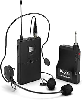 Wireless Microphone System, Wireless Microphone Set with Headset/Lavalier Lapel Mics, Beltpack Transmitter/Receiver,Ideal for Teaching, Preaching and Public Speaking Applications.(K037B)