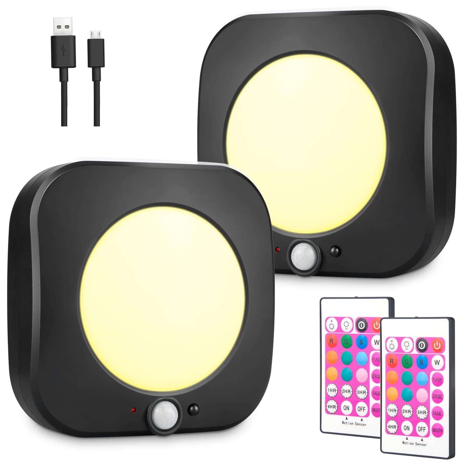 BIGMONAT Motion Sensor Shower Light Rechargeable, Wireless Ceiling Light with Remote, Dimmable RGB Light for Closet Bathroom Hallway Cabinet Bedroom Laundry Dorm, 220LM