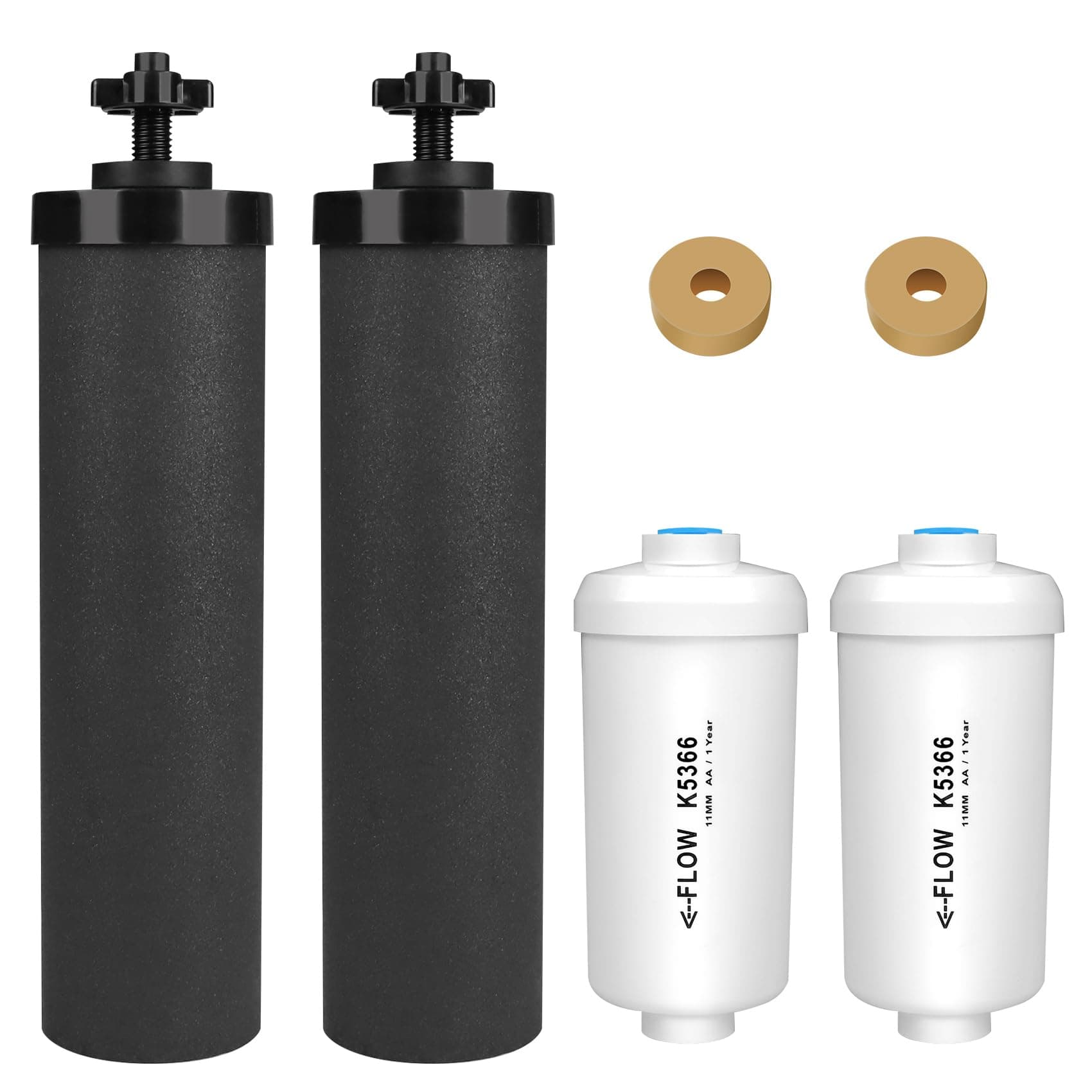 Water Filter Replacement for Berkey®, 2 Black Carbon Filters and 2 Fluoride Filters Compatible with Berkey® Gravity Water Filter System