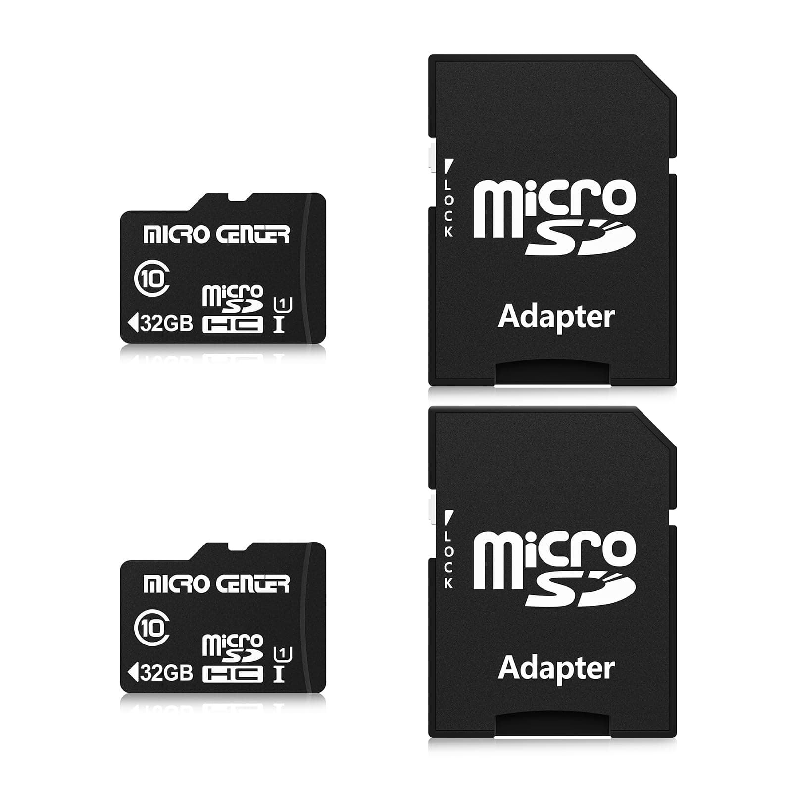 INLAND Micro Center 32GB Class 10 MicroSDHC Flash Memory Card with Adapter for Mobile Device Storage Phone, Tablet, Drone & Full HD Video Recording - 80MB/s UHS-I, C10, U1 (2 Pack)