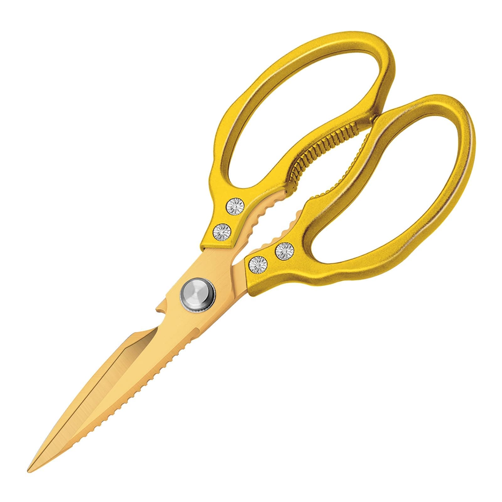 CGBE Kitchen Scissors Heavy Duty, Dishwasher Safe Kitchen Scissors, Multi-Purpose Kitchen Shears for Food, Non Slip Stainless Steel Sharp Cooking Scissors (All Gold)