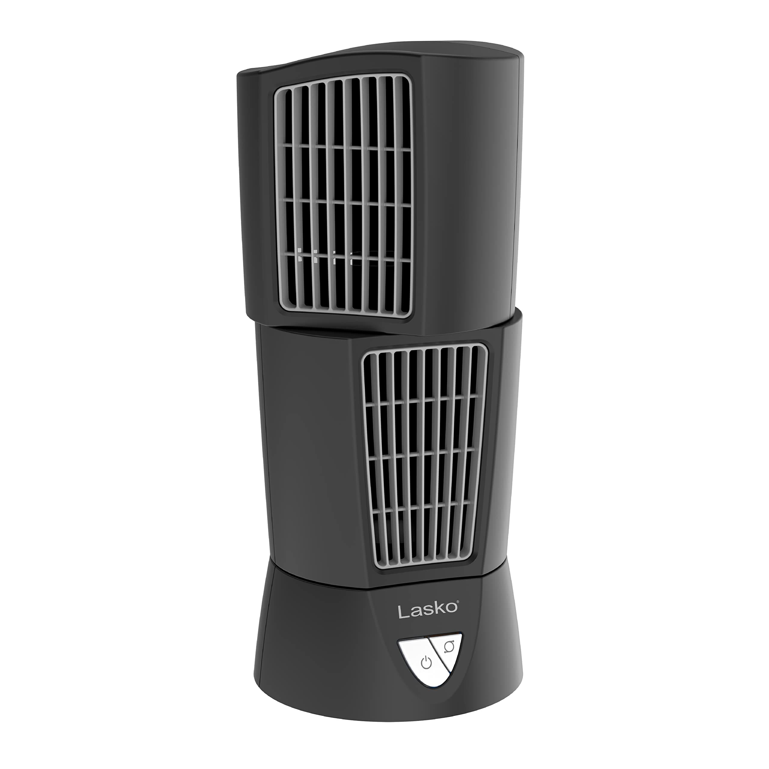 Lasko Oscillating Platinum Desktop Wind Tower Fan, 3-Speeds, Compact, Portable with Handle for Office, Bedroom and Kitchen, 14", Black, 4916