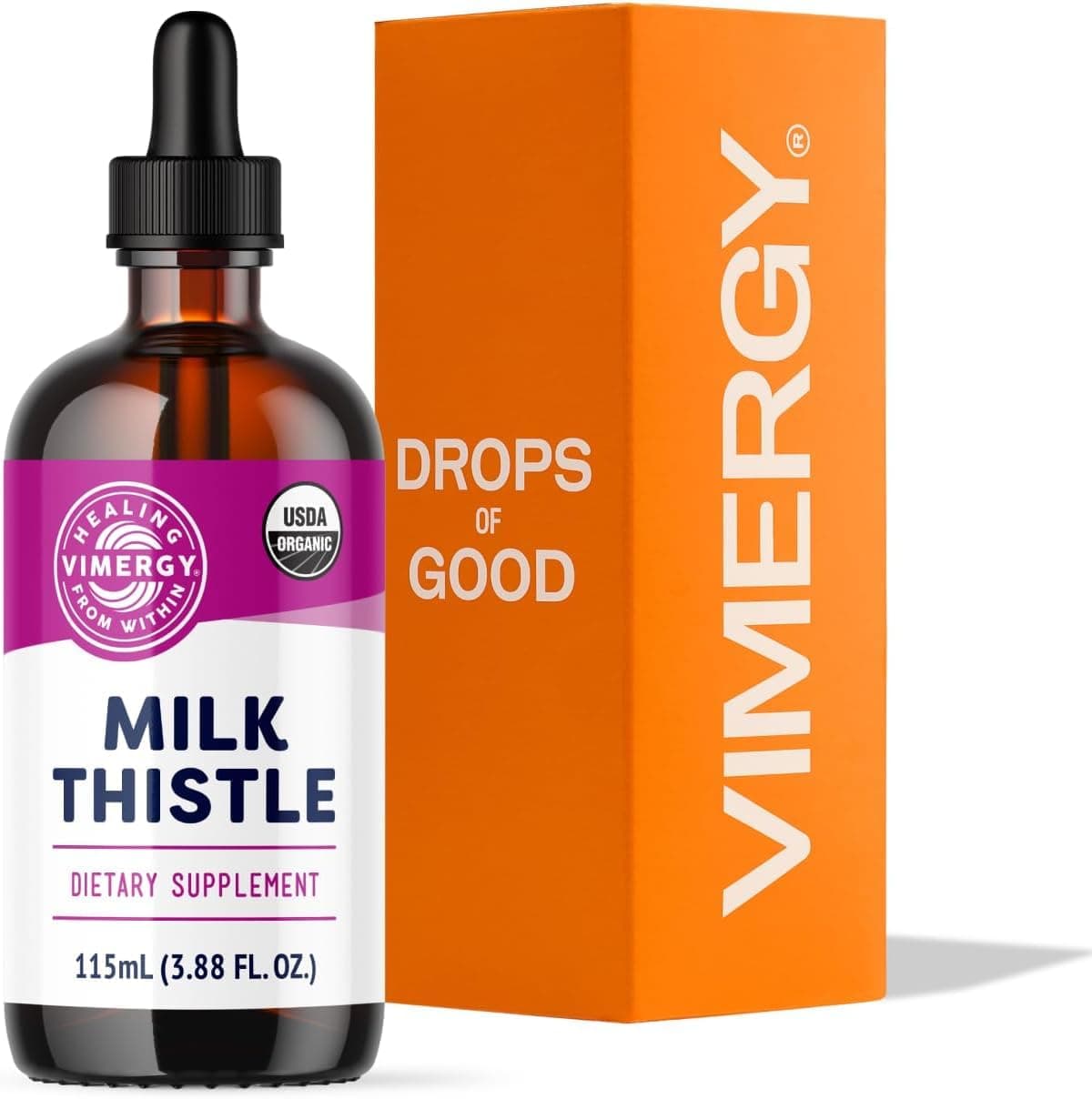 Milk Thistle – Supports Liver Function* 57 2mL (2 Droppers or 44-48 Drops) Servings (110mg Extract Per Serving) – for Healthy Digestion* – USDA Certified Organic, Vegan, Gluten-Free – 115 mL