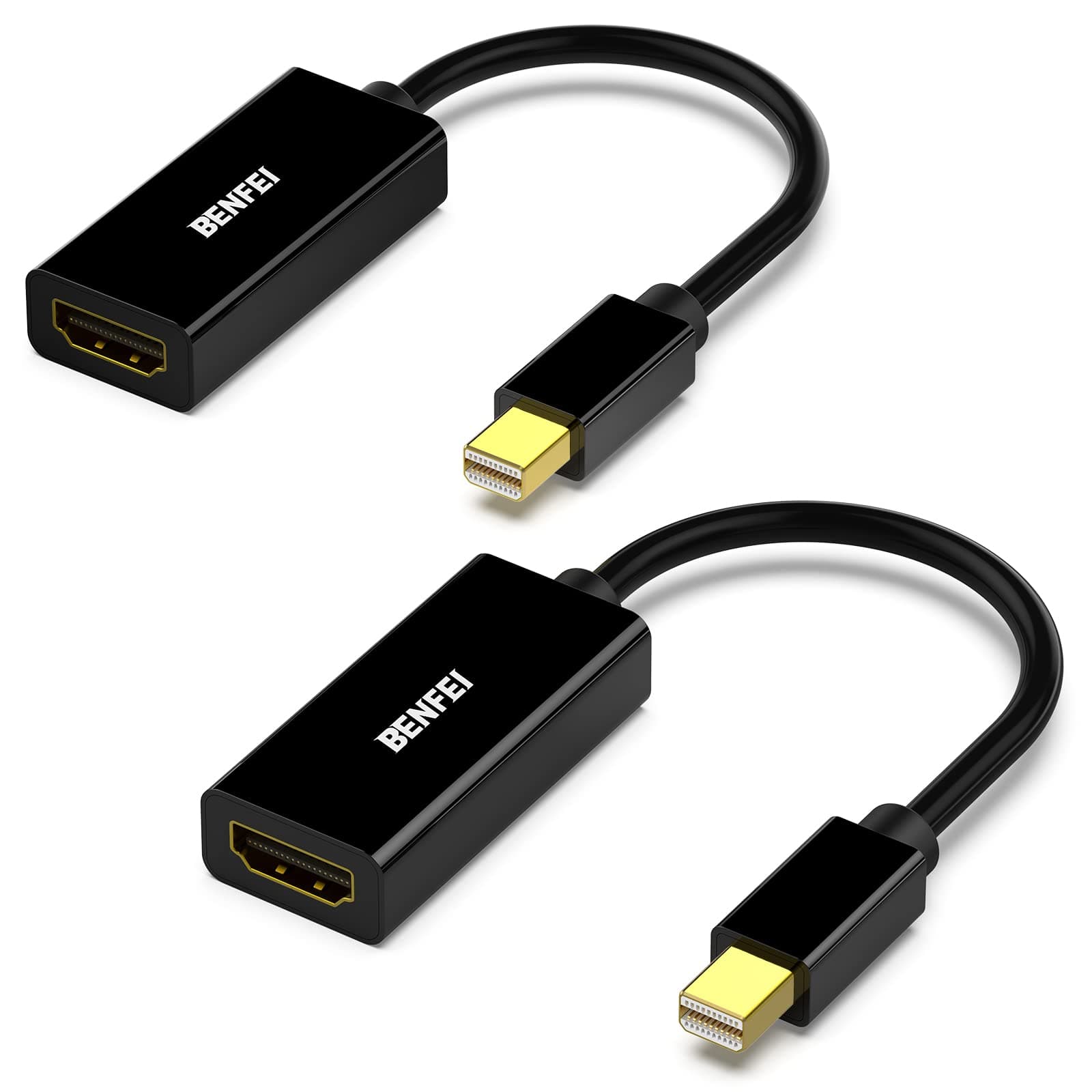 BENFEI Mini DisplayPort to HDMI Adapter 2 Pack, Mini DP(Thunderbolt) to HDMI Converter Gold-Plated Cord Compatible for MacBook Pro, MacBook Air, Mac mini, Microsoft Surface Pro 3/4, etc