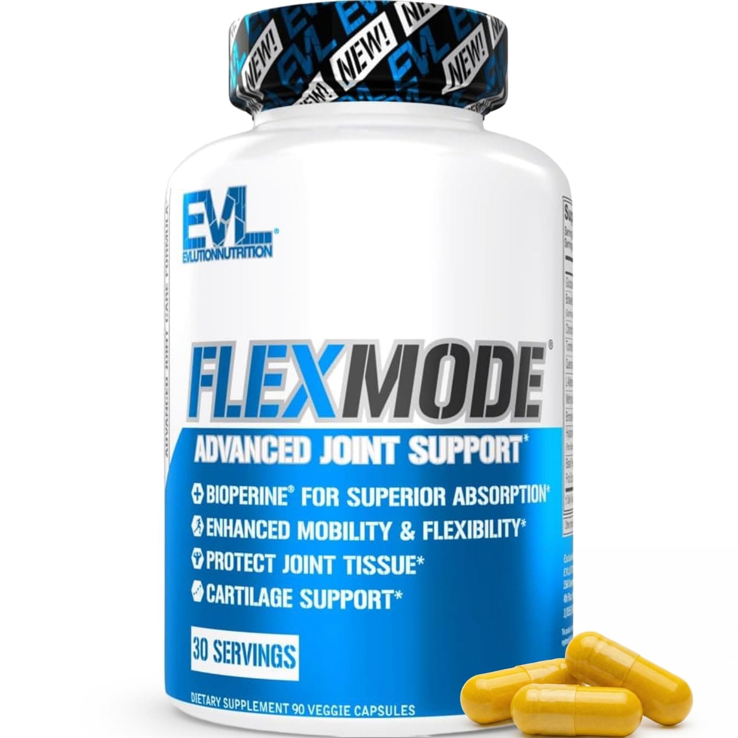 Nutrition Flex Mode Advanced All-in-One Joint Support, Mobility & Pain Relief Glucosamine, Chondroitin, Turmeric, MSM, Boswellia, Hyaluronic Acid 90 Capsules