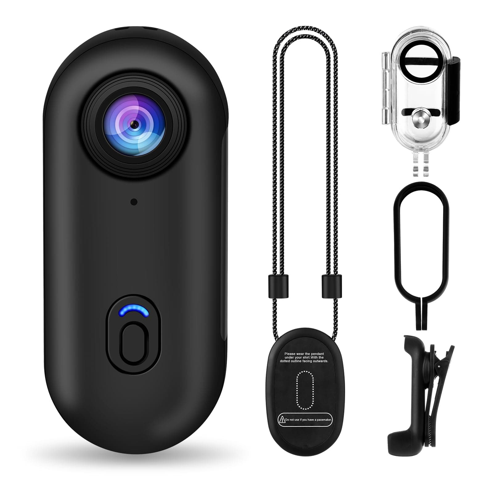i3 4K Thumb Action Camera,Tiny Size, Mount Anywhere,Small Body Camera with Spring Clip,Portable Vlogging,Hands-Free POV Recording,Helmet Cam for Cycling,Motorcycle (with 128G-Card, Black)