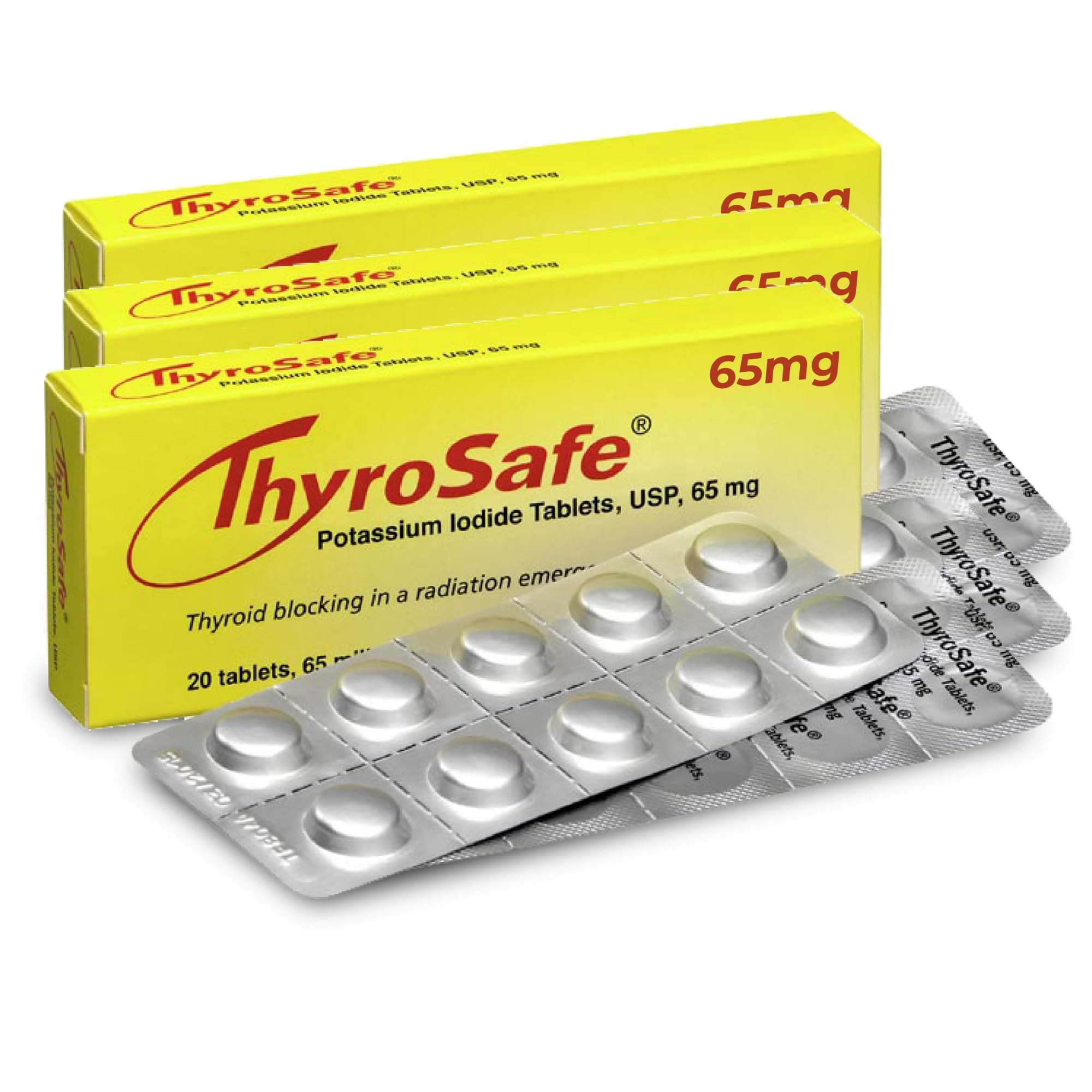 ThyroSafe 65mg Potassium Iodide Tablets (60 Pack) - Protects Your Thyroid from Nuclear Radiation Exposure
