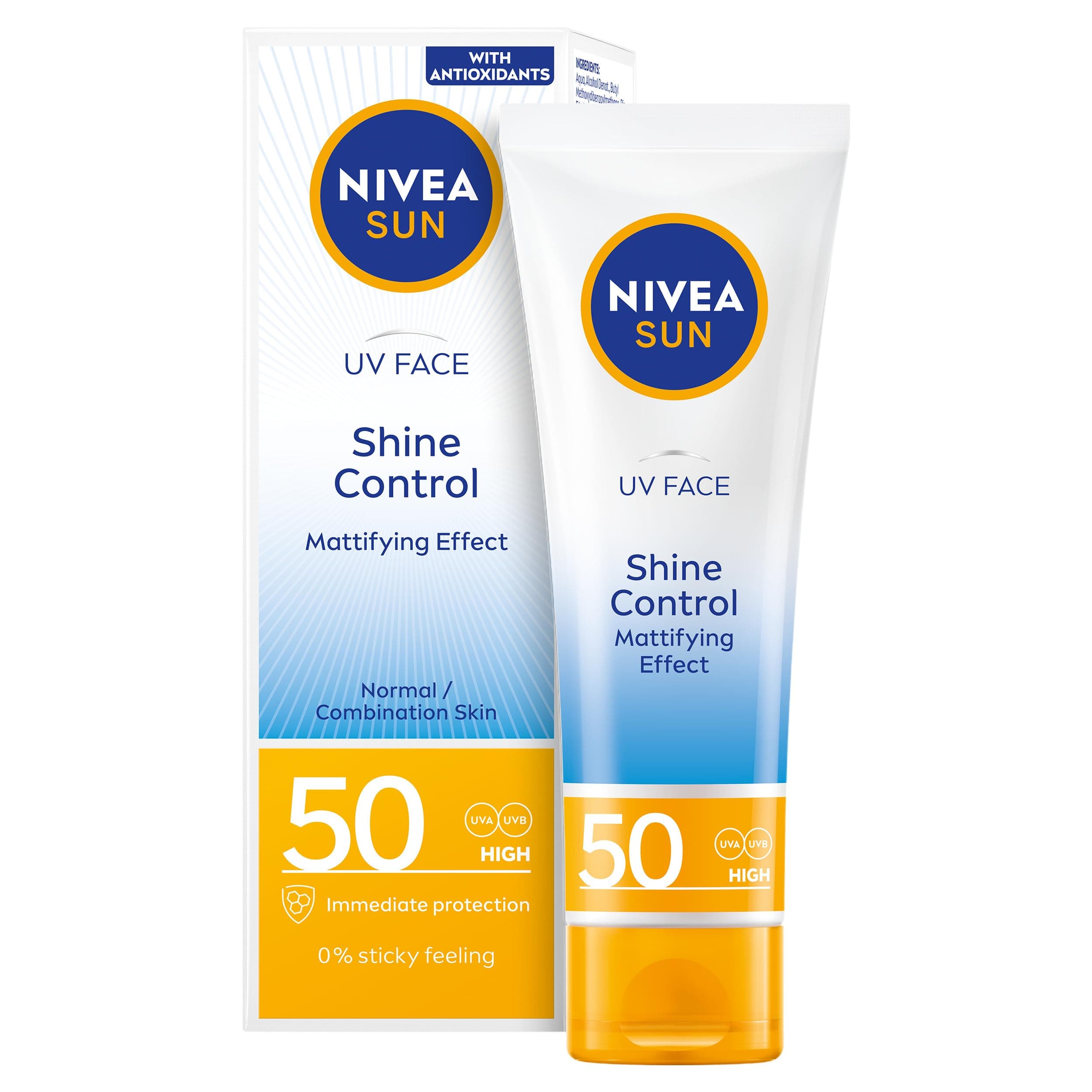 UV Face Shine Control SPF 50 Cream (50ml), Sun Cream Protects Against UVA/UVB Rays and Premature Skin Ageing, Sunscreen for Delicate Facial Skin