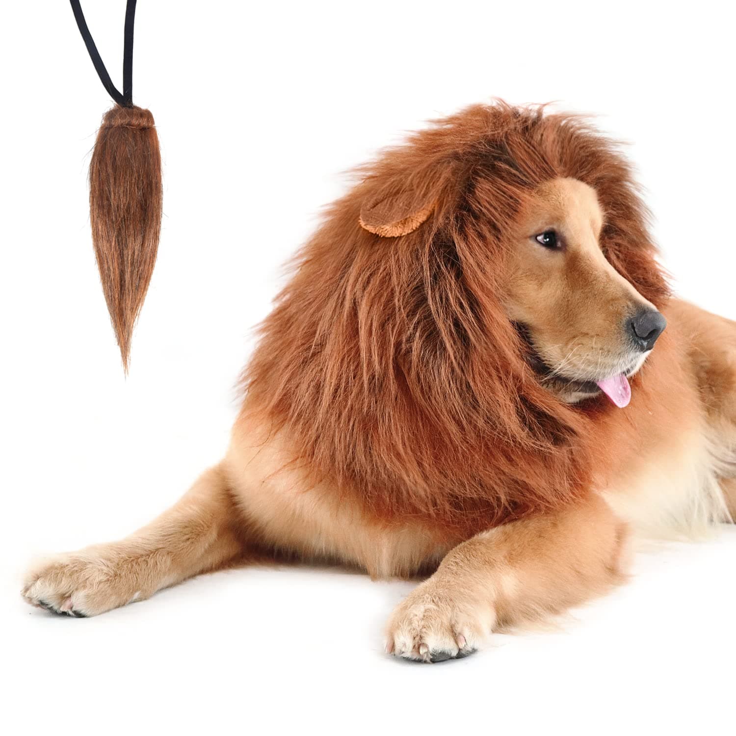 CPPSLEE Lion Mane for Dog Costumes, Realistic Wig for Medium to Large Sized Dogs, Halloween Costumes (Dark Brown)
