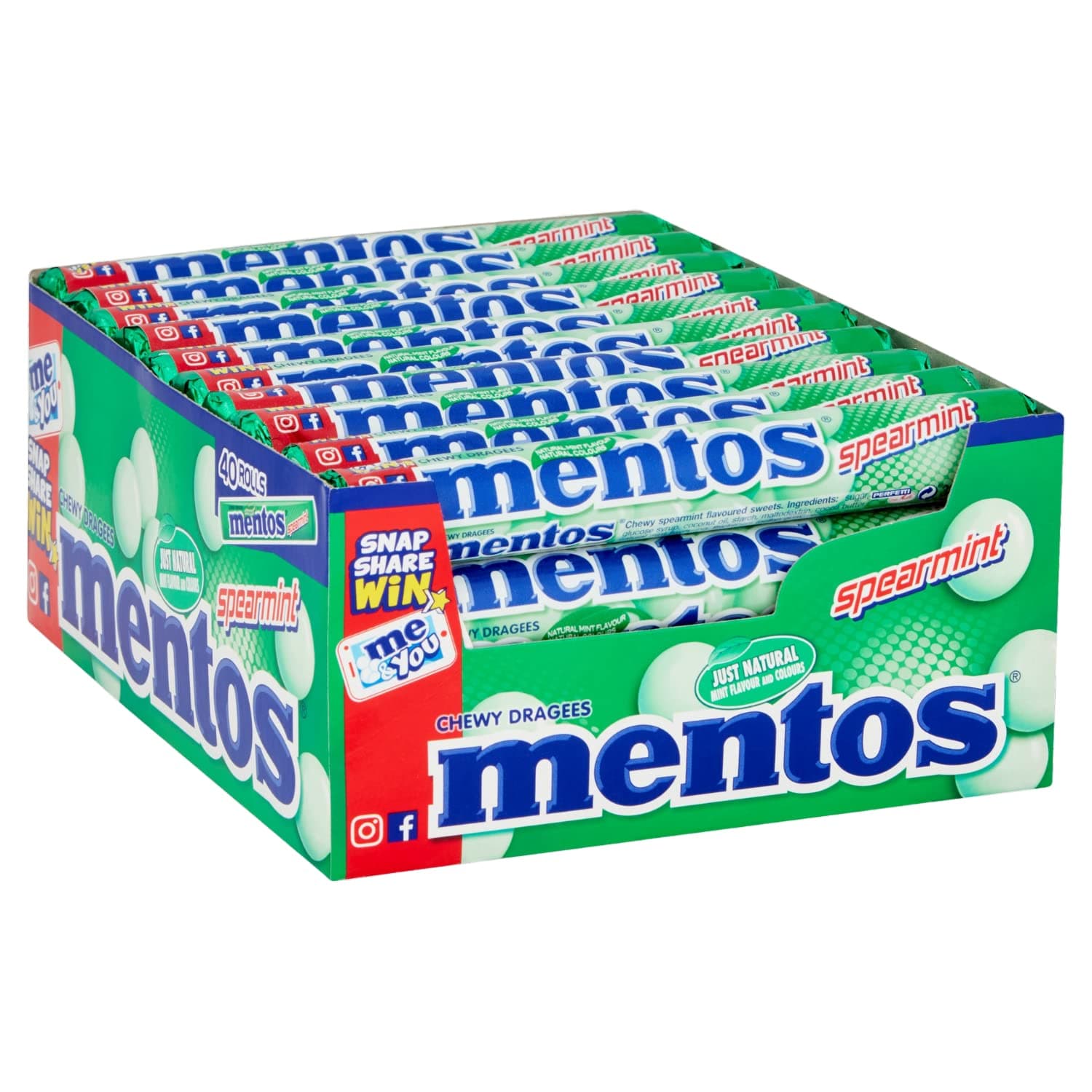 Soft Mints - Crisp Outer Shell and Soft Centre - Spearmint Flavour - 40 Rolls