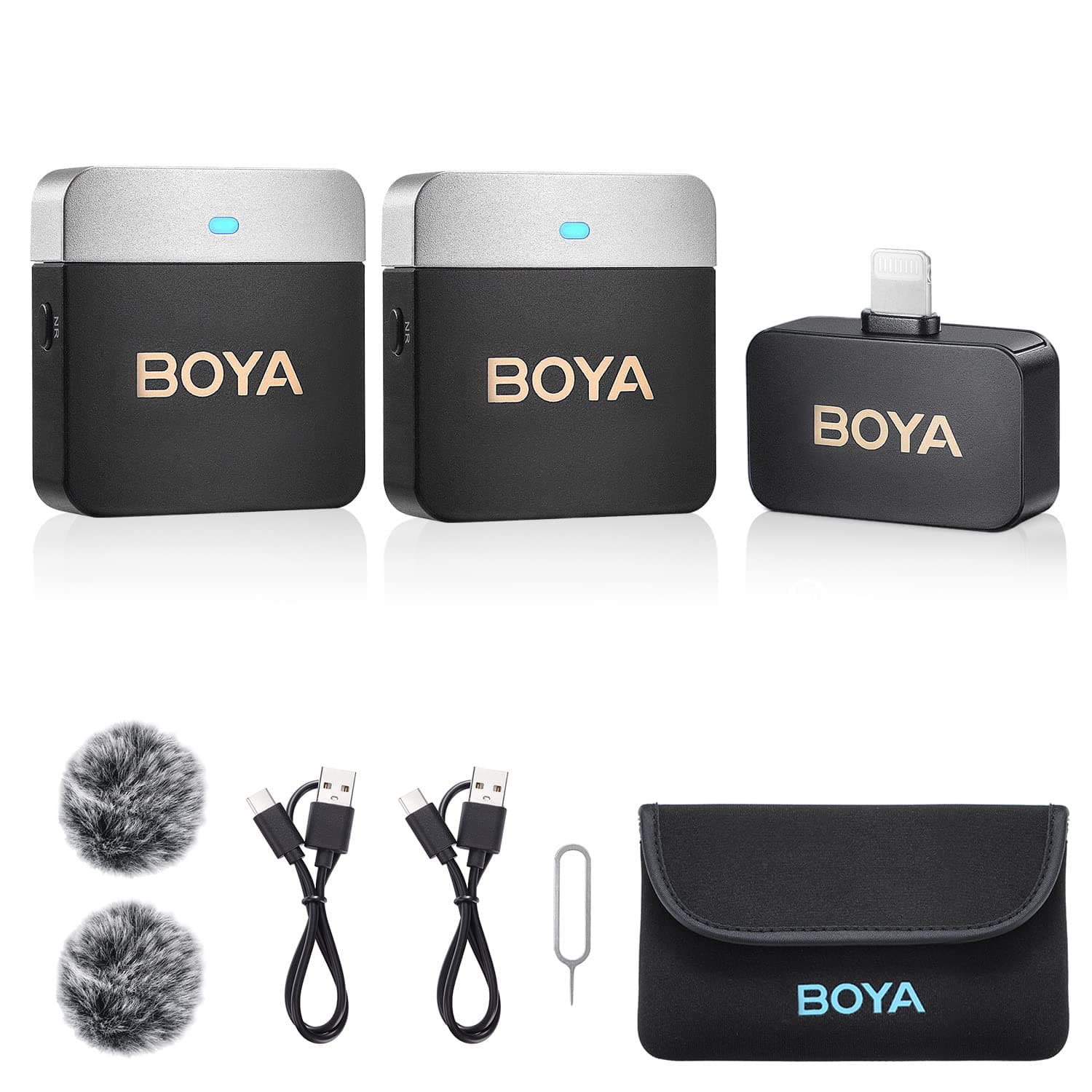 BOYA BY-M1V6 Wireless Lavalier Microphone for iPhone,Plug Play Dual Lapel Microphone with Mono/Stereo Output for Video Recording YouTube Vlogging Live Streaming