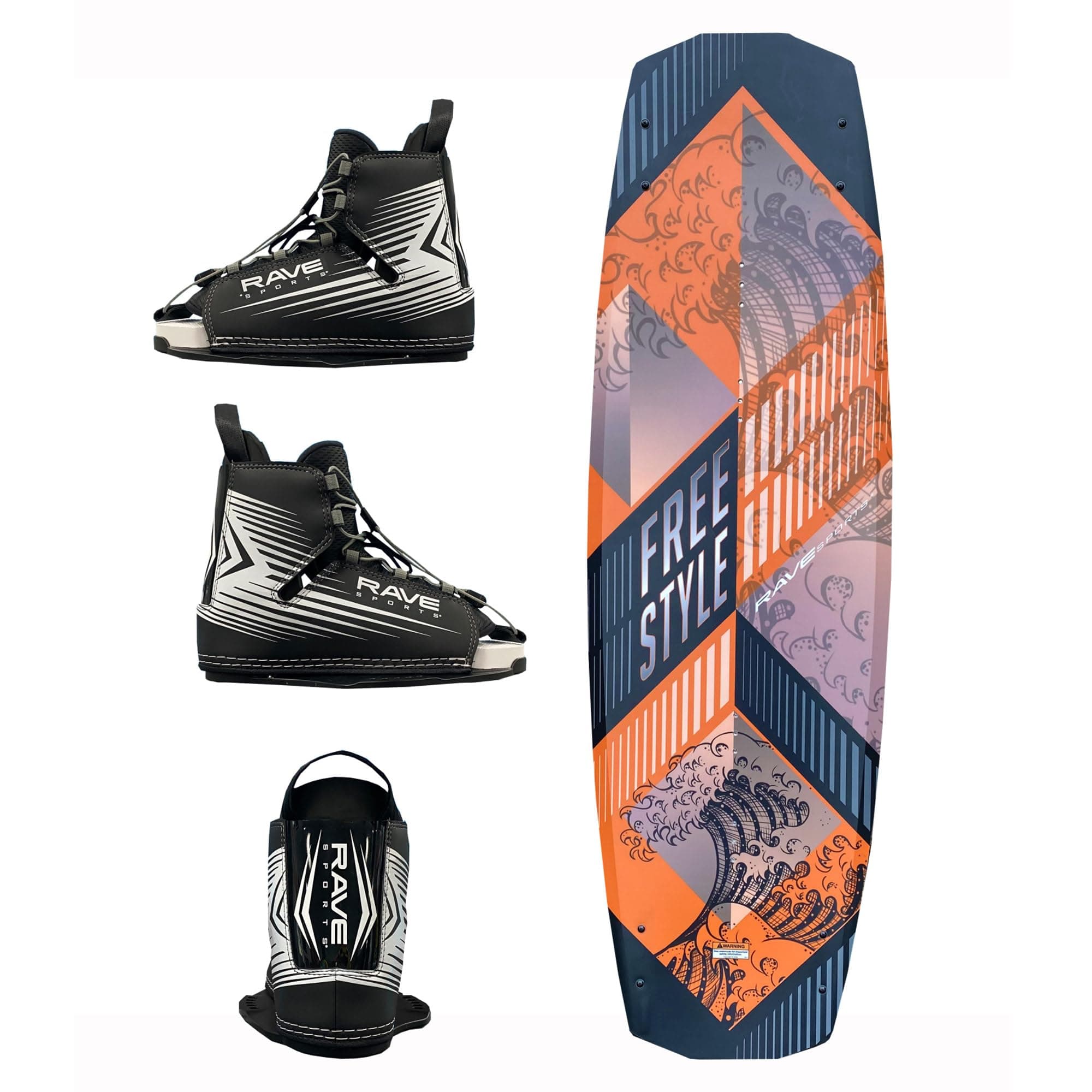 RAVE Sports Freestyle Wakeboard and Bindings Package with Striker Boots