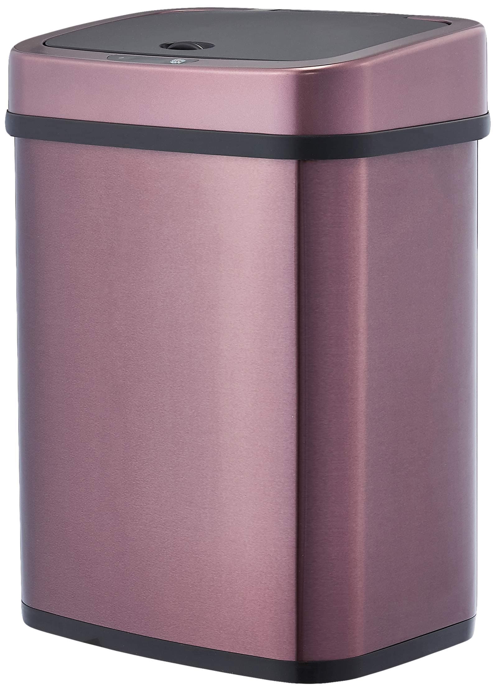Amazon Basics Automatic Stainless Steel Rectangular Dustbin, 12 litre, Burgundy