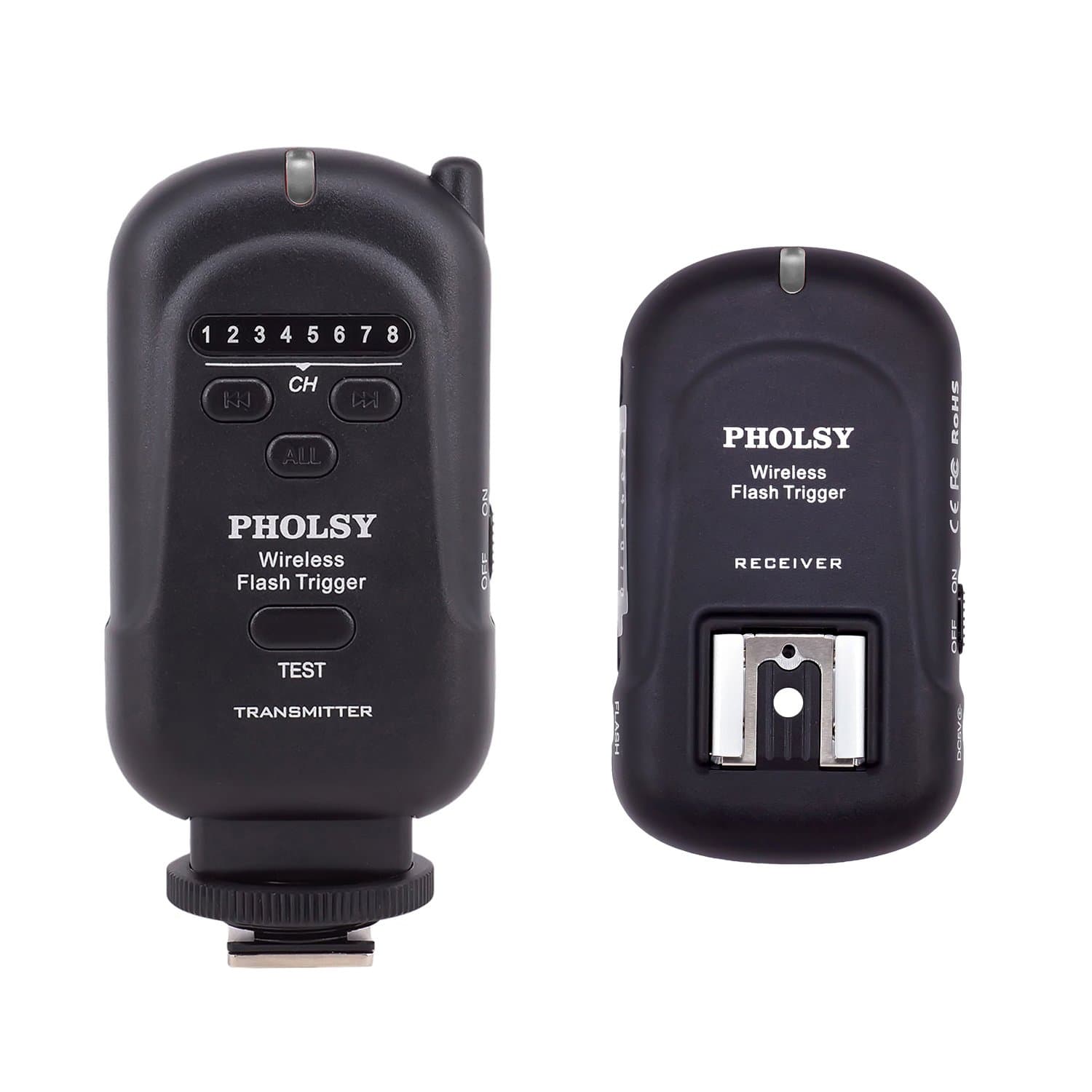 PHOLSY Wireless Flash Trigger Kit Remote Speedlite Trigger with 3.5mm PC Receiver for Flash Units with Universal ISO Hot Shoe Compatible with Canon Nikon Panasonic Olympus Fujifilm Pentax Samsung Sony