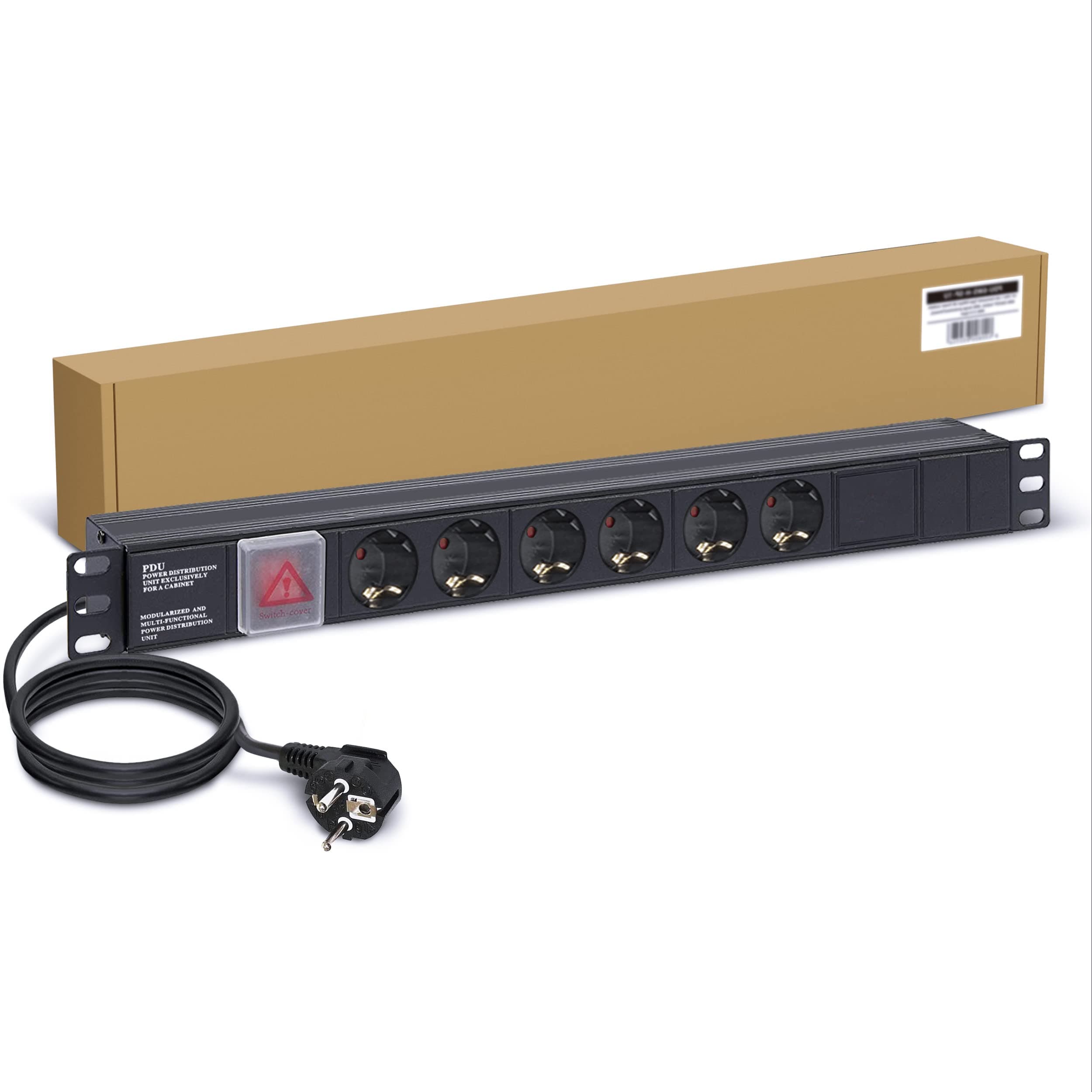 1U 19" 6 Way Horizontal 16A Schuko > Schuko Plug PDU