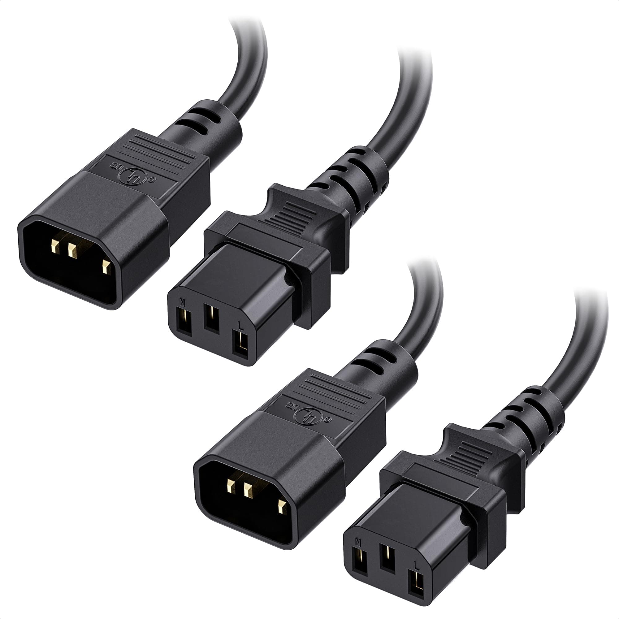 Cable Matters 2-Pack Computer to PDU Power Extension Cord - 6ft, IEC C14 to IEC C13 PDU Power Cord, 10A, 18AWG, Black
