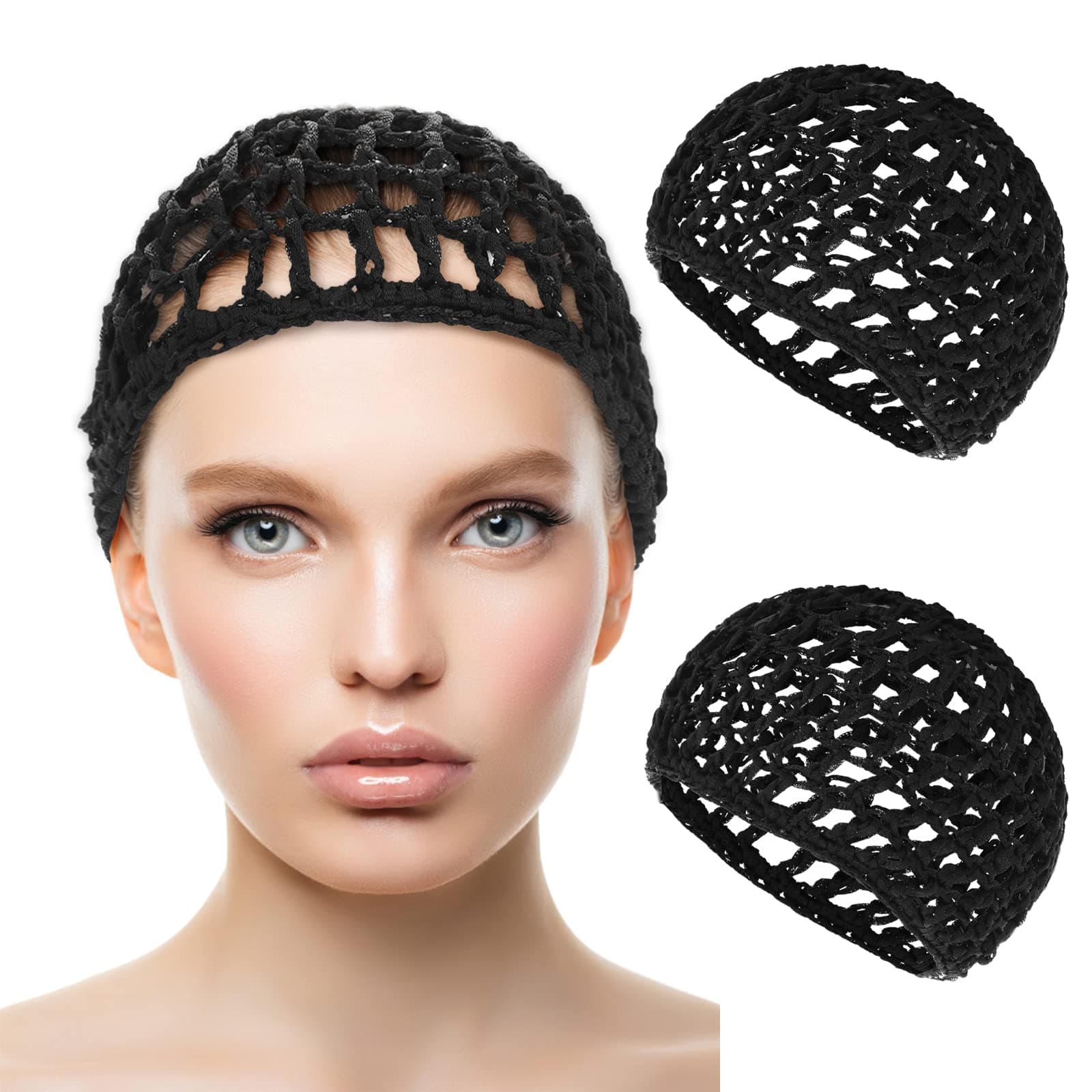 Wig Cap Thick Long Hair Caps Adjustable Net Mesh Braided Weaving Making Crochet Sew Weave Fishnet Grip Headband