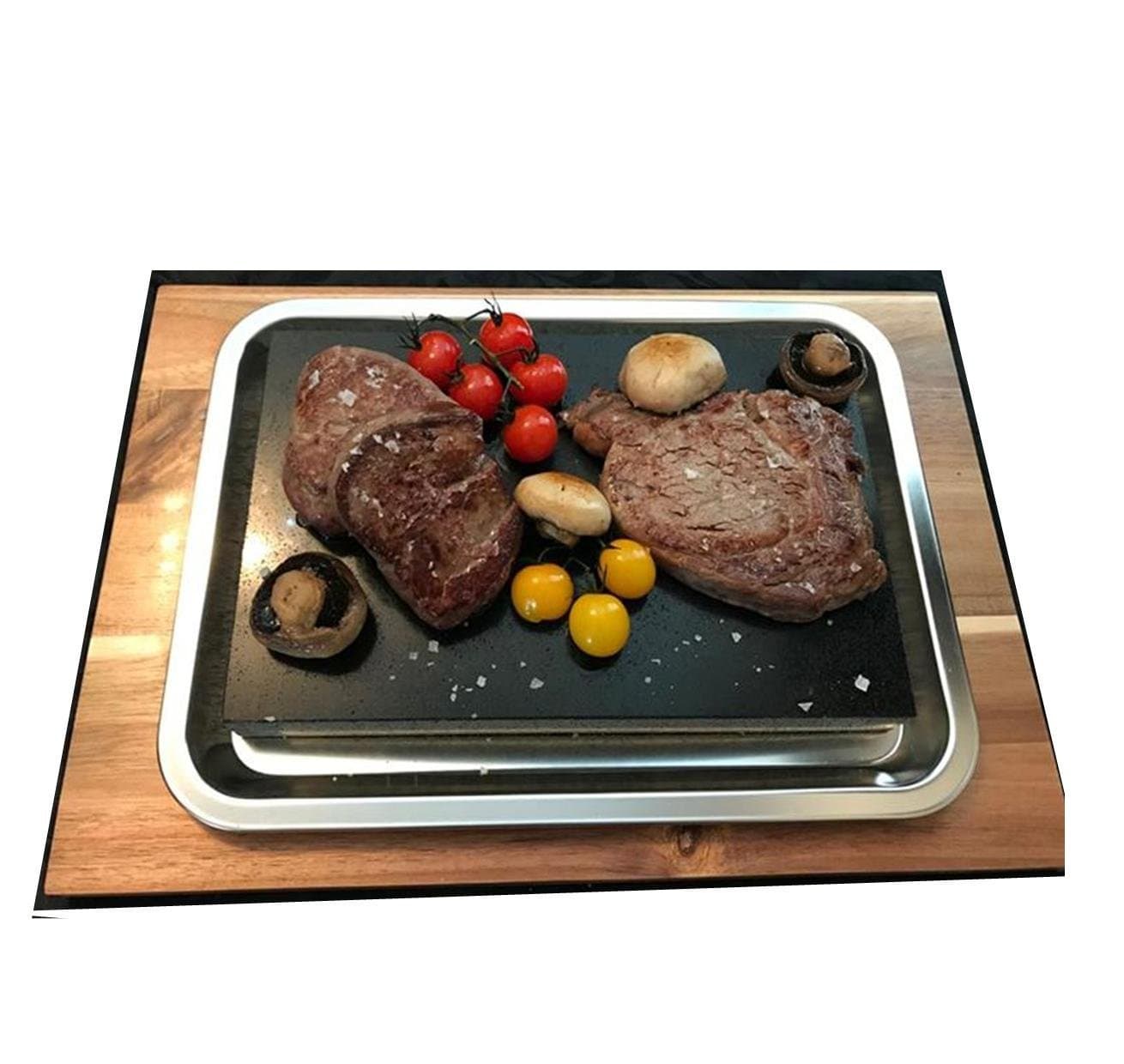 1 Sharing Platter Extra Large Thick Steak Cooking Stone - Black Lava Stone - Sizzling Hot Plate - Higoshi Steak Stones
