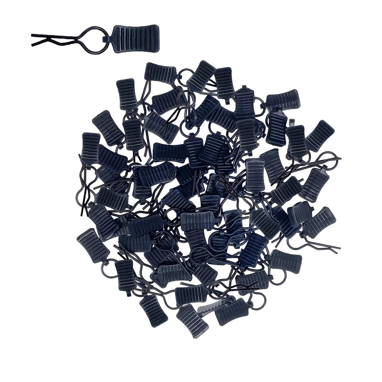 50pcs RC Body Clips with Pull Tabs for All 1/8 1/10 1/12 Scale Traxxas Redcat Axial Arrma HSP Redcat HPI Himoto Tamiya RC Car Truck Buggy Parts (1.2mm Rod Black Clips and Tabs)