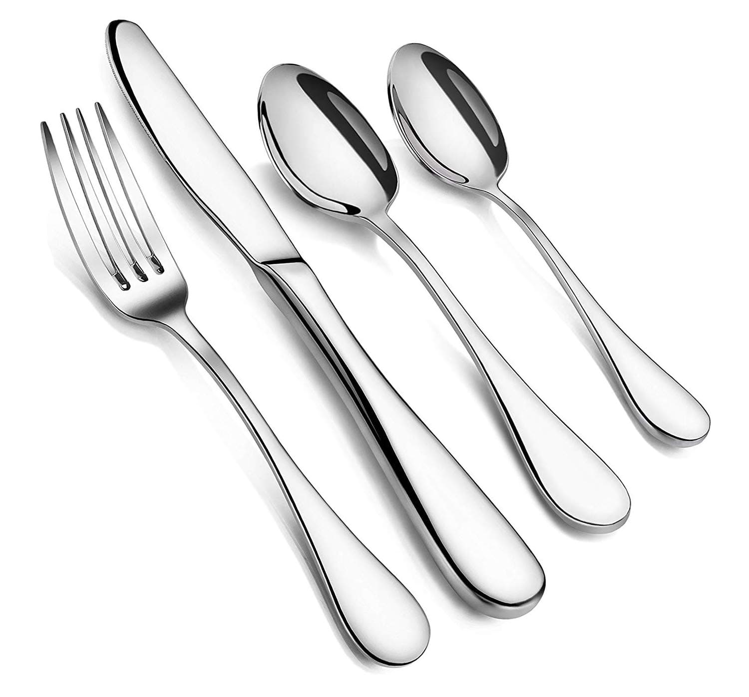 Silverware Set for 6, 24 Pieces Flatware Cutlery Set Stainless Steel Dinnerware Tableware Service Set, Include Dinner Knives, Dinner Forks, Dinner Spoons, Teaspoons, Dishwasher Safe (Silver)