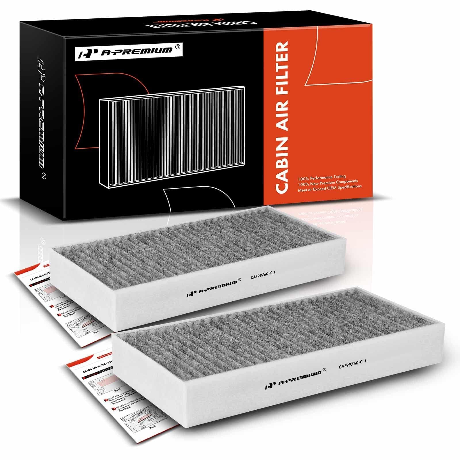 A-Premium 2-PC Cabin Air Filter with Activated Carbon Compatible with BMW X1 2016-2022, X2 2018-2022, i3 2014-2021, i3s 2018-2021 & Mini Cooper/Cooper Clubman 2016-2022, Cooper Countryman 2017-2022