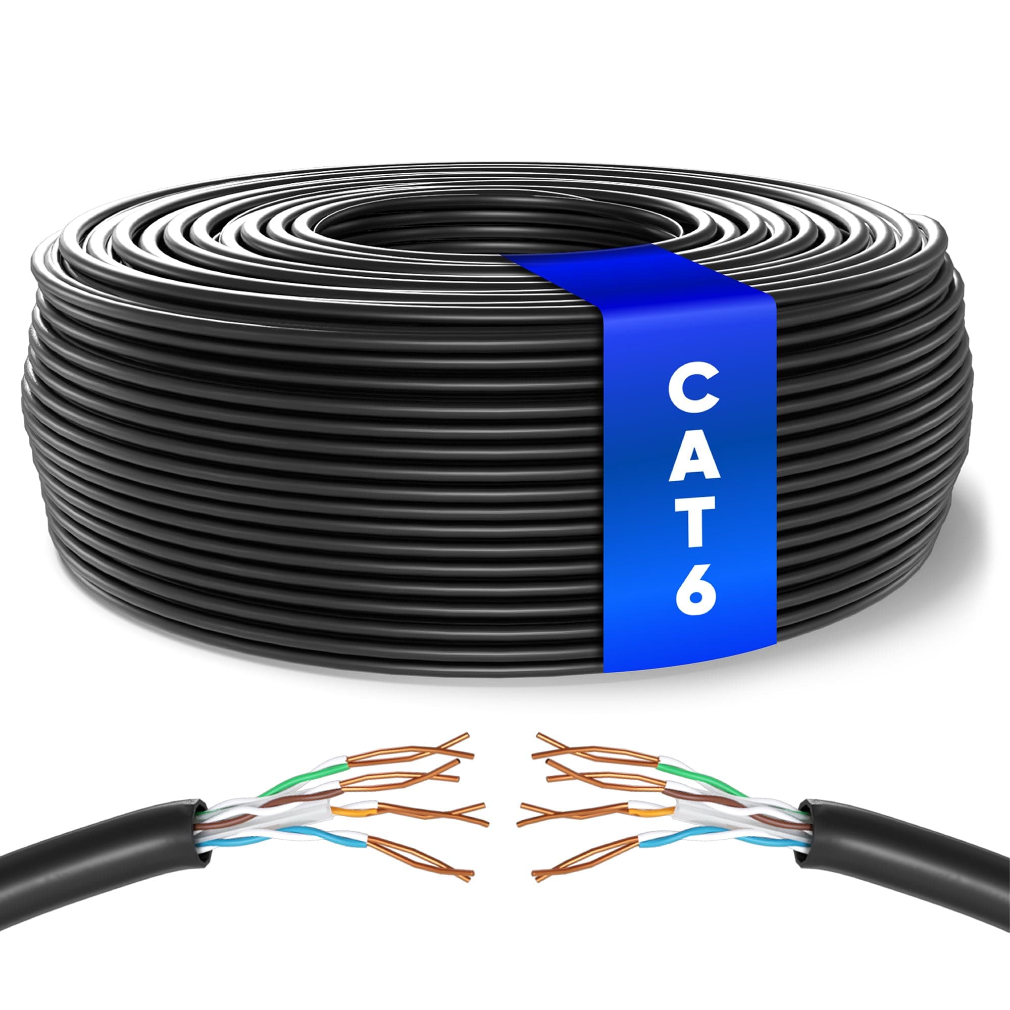 Mr. Tronic Bulk Cat 6 Ethernet Cable 100m, Bulk LAN Network Cable for Fast & Reliable Internet - AWG24 Cat6 Bulk, 1Gbps Internet 250MHz UTP CCA (100 Meters, Black)