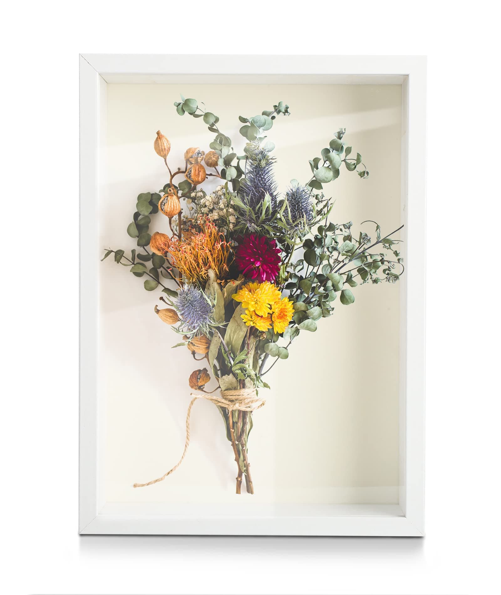 Qivine Shadow Box Frame,3D Picture Frame Dried Flowers Display Case Large Deep Wood Memory For Crafts,Photos,Keepsake,Flower Display,White