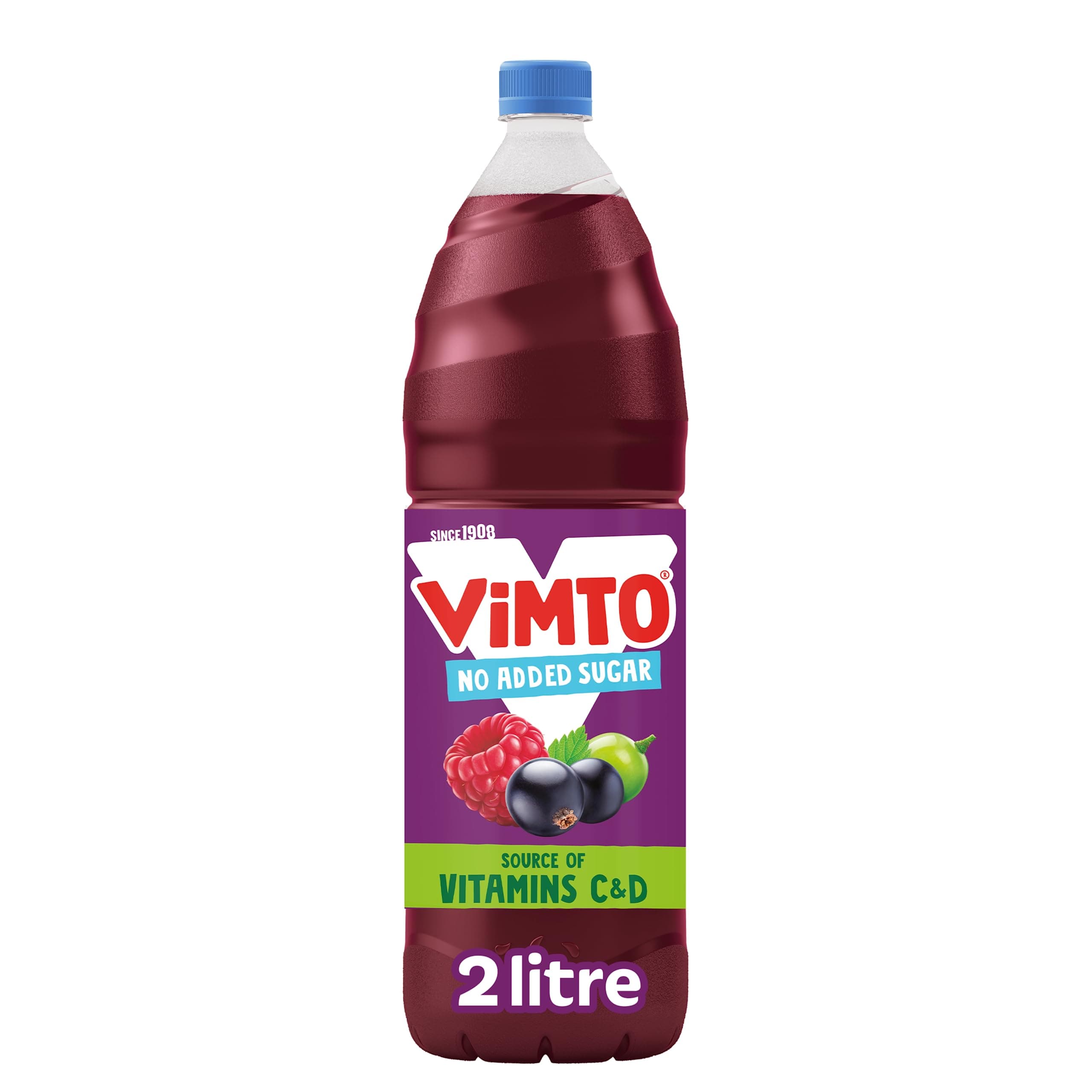 Vimto Squash – No Added Sugar – Real Fruit Flavour – Vitamins C & D – 2L Bottle – Low Calorie