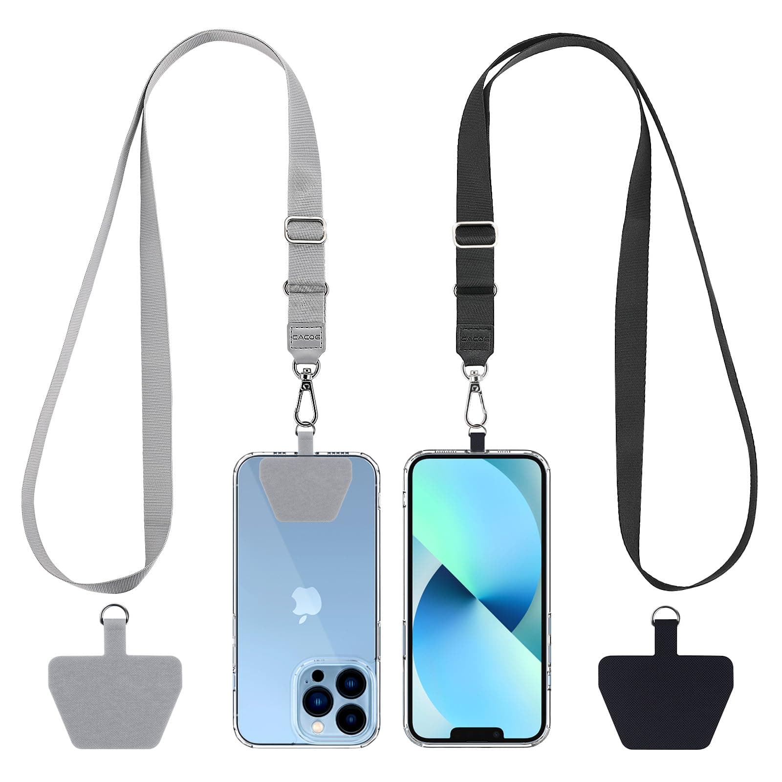 – CACOE Universal Mobile Phone Chain, 2 Pcs Adjustable Collar Lanyard and 2 Pcs Durable Patches, Lanyard Mobile Phone Neck Strap Compatible with Most Smartphones