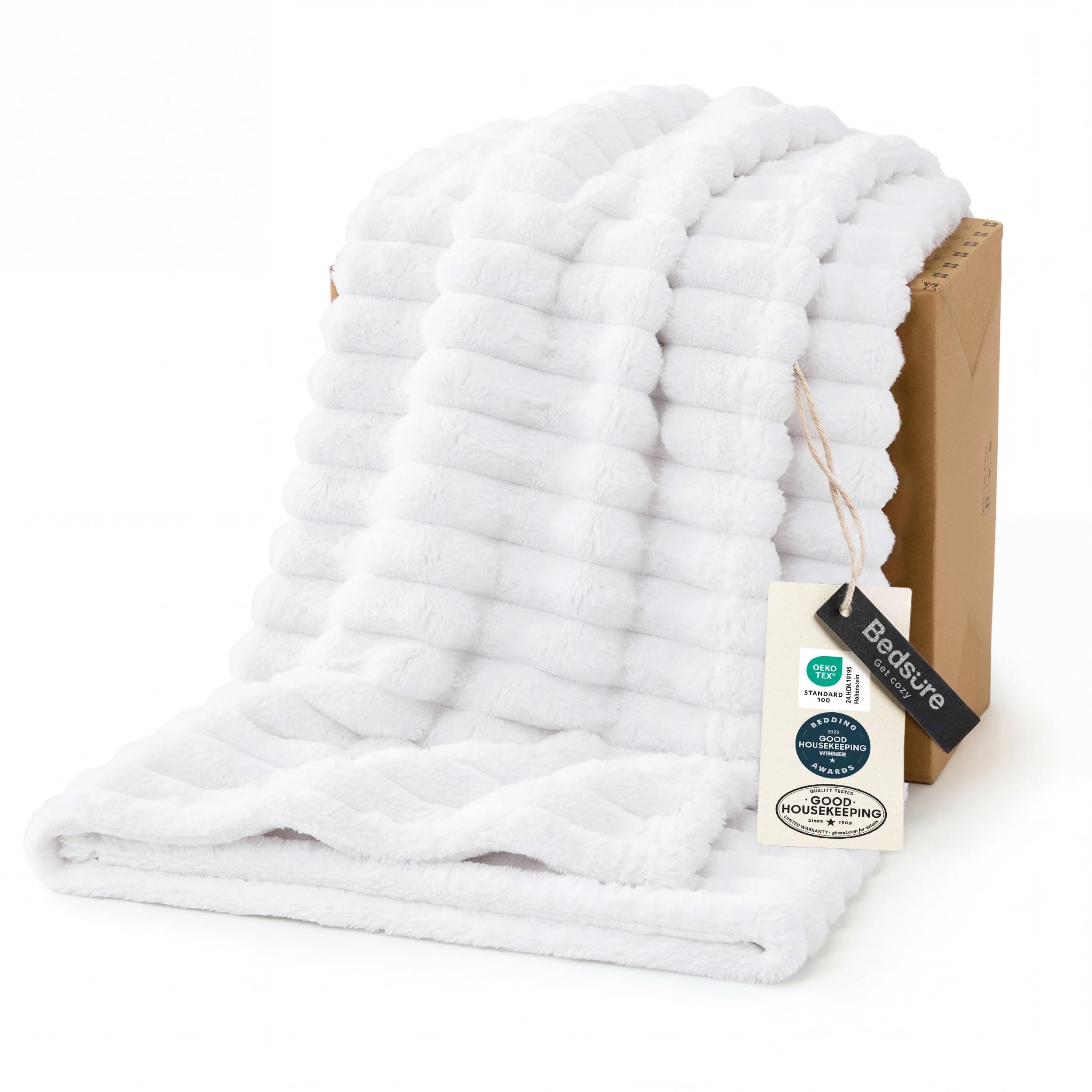 GentleSoft Bright White Throw Blanket for Couch - Cozy Soft Blankets for Women, Cute Small Throws for Girls, 50x60 Inches