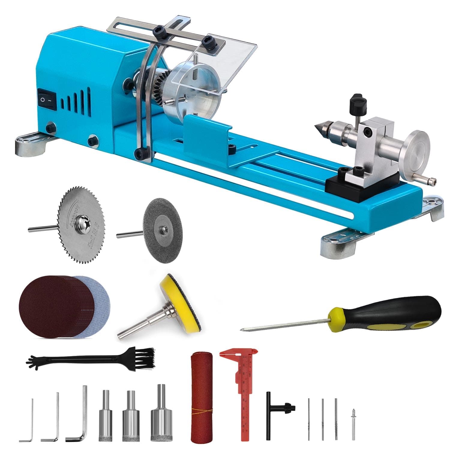 Mini Lathe Machine Torno para Madera Multi-Purpose Lathe with Professional Tools Cutting Grinding Polishing Desktop Metal Lathes D1M1DCB